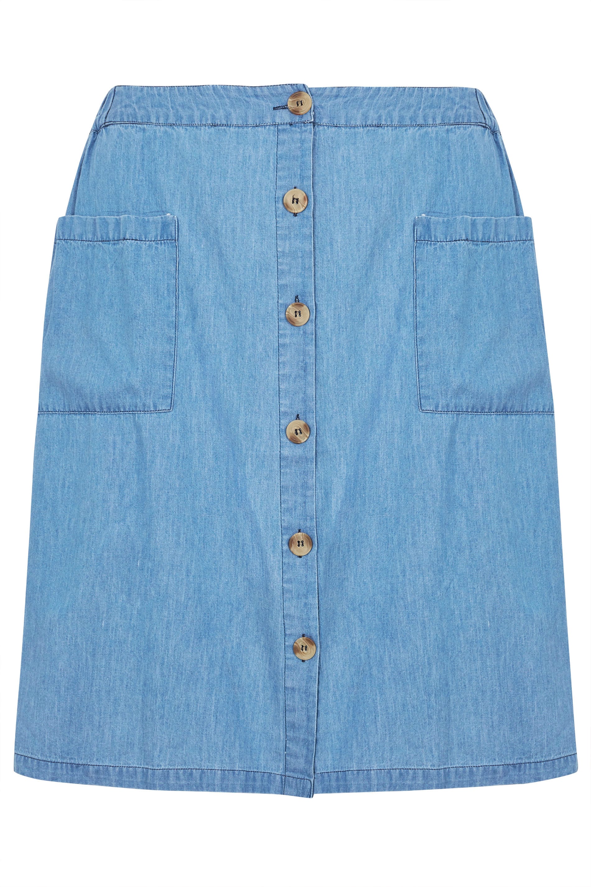 Denim Chambray Button Skirt | Plus Sizes 16 to 36 | Yours Clothing