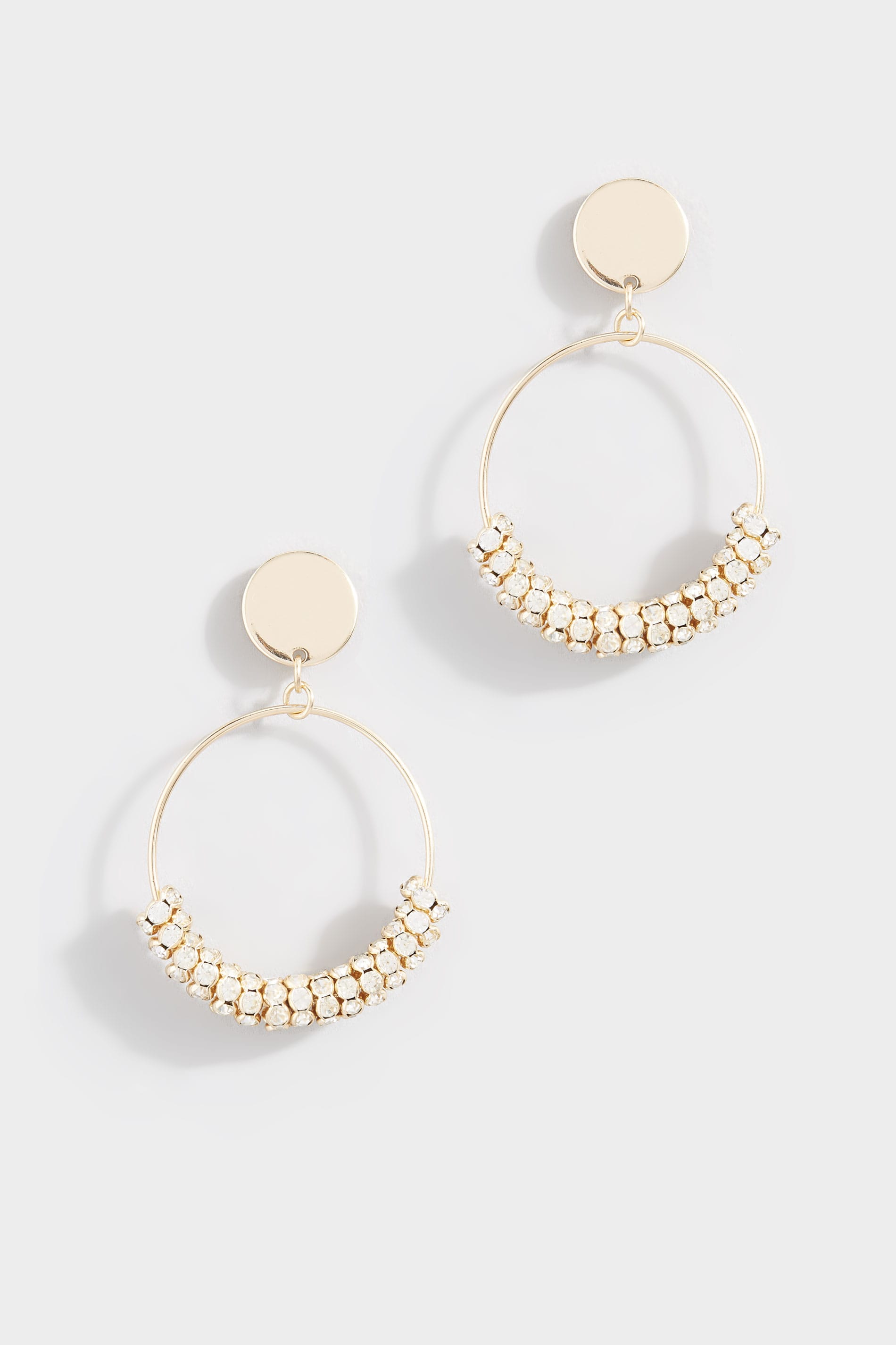 Gold Diamante Charm Hoop Earrings | Long Tall Sally