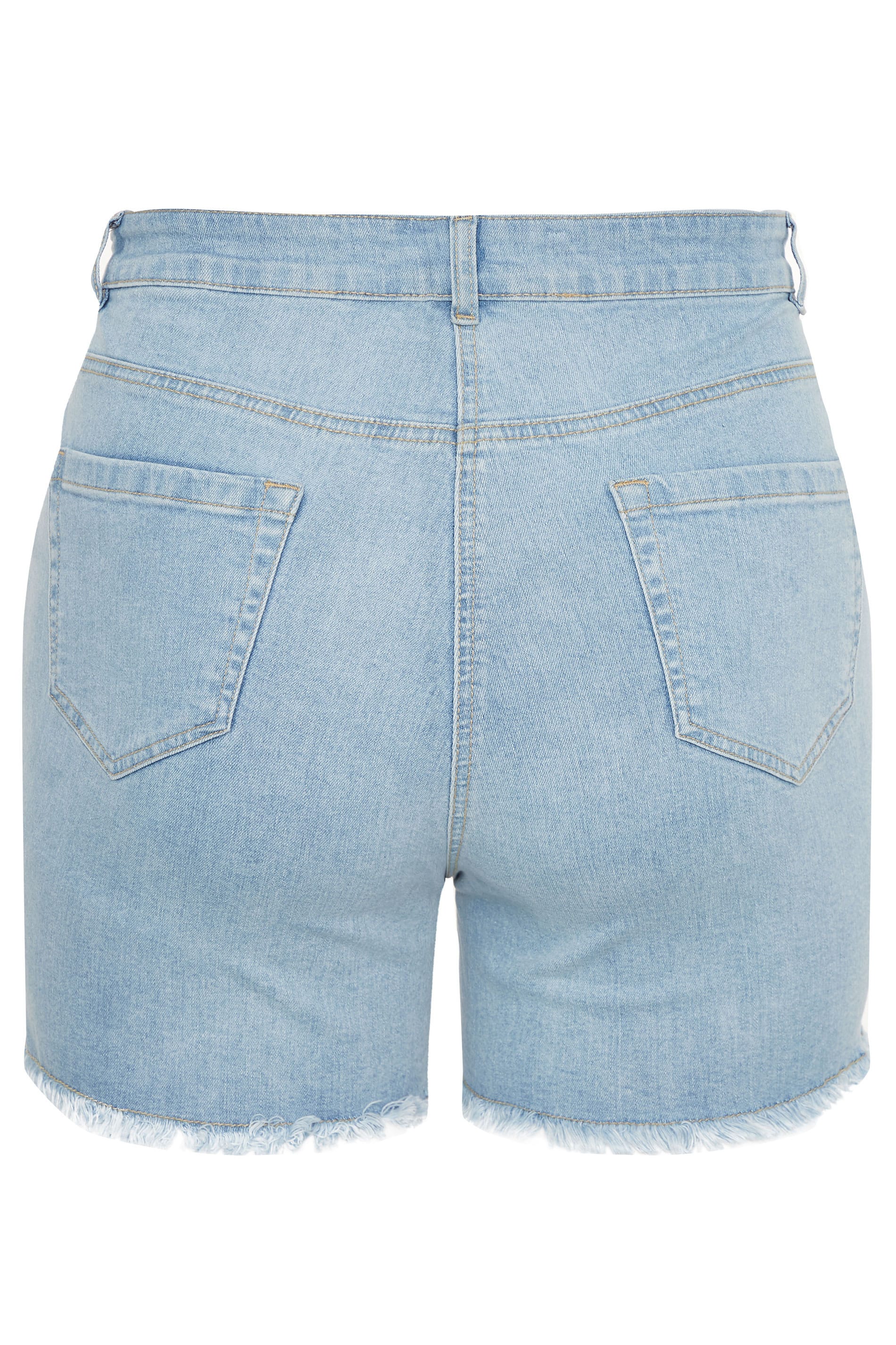 Light Blue Ripped Denim Mom Shorts | Yours Clothing