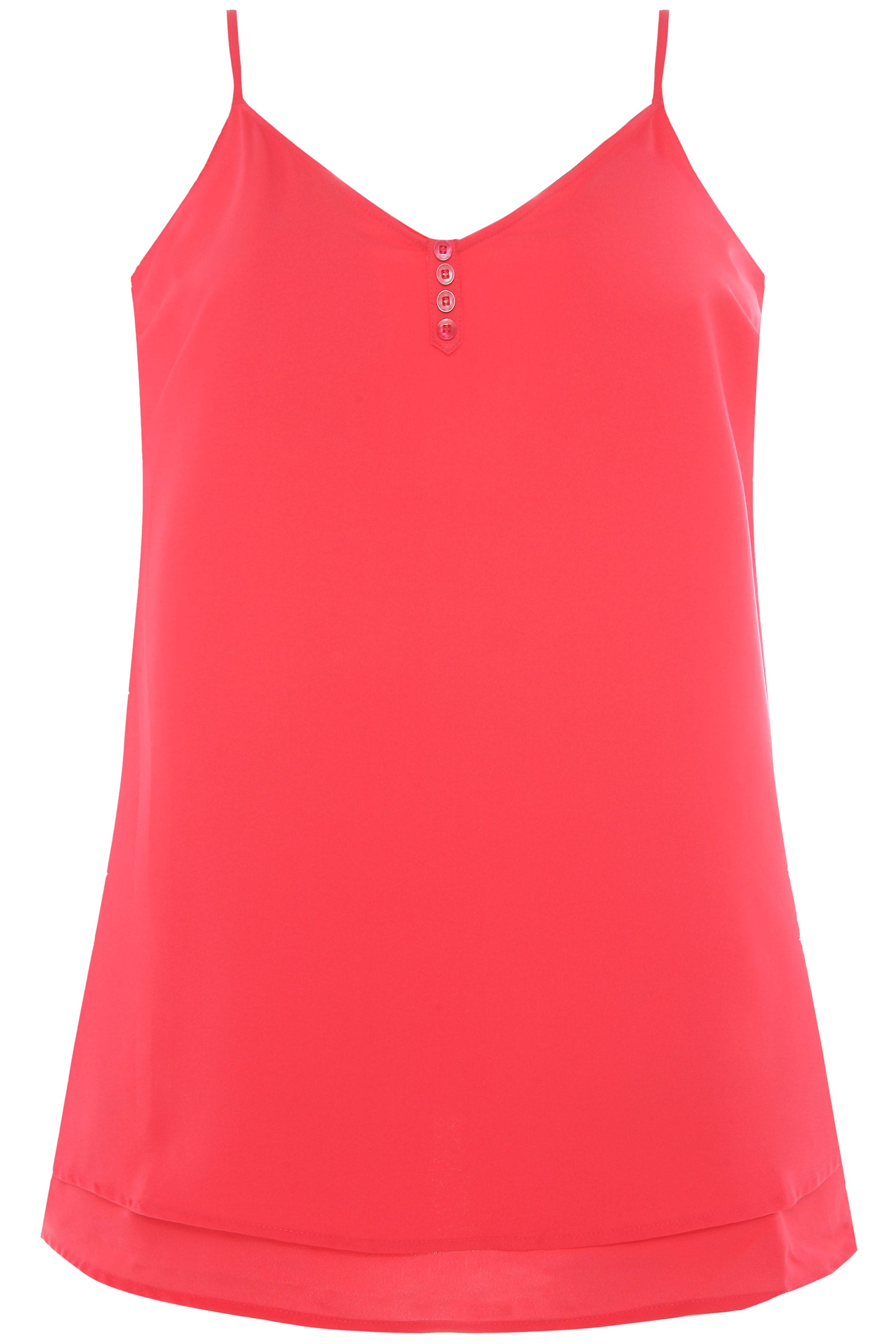 Coral Double Layered Button Cami | Sizes 16-40 | Yours Clothing