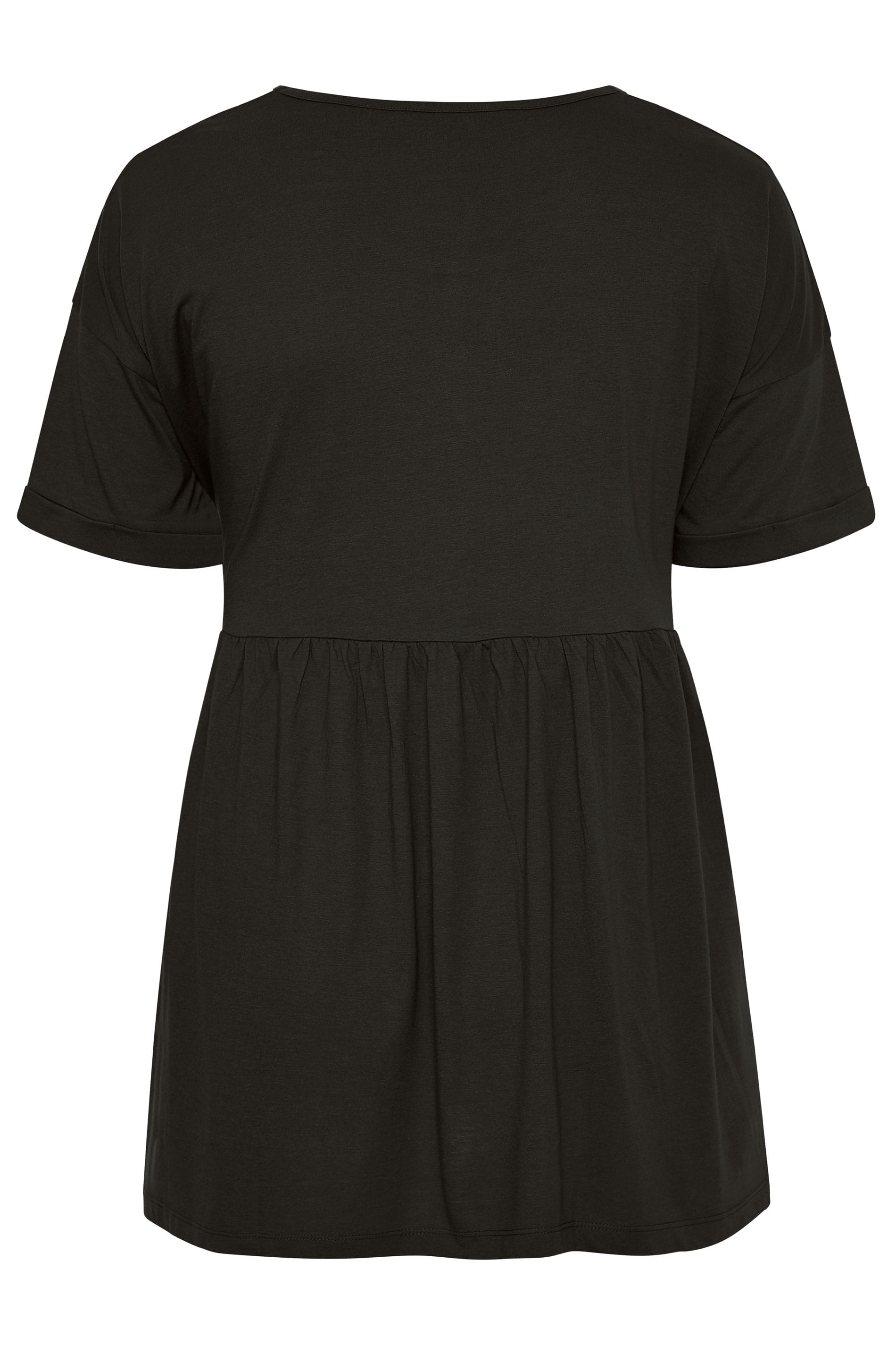 Plus Size Black Drop Shoulder Peplum Top | Yours Clothing