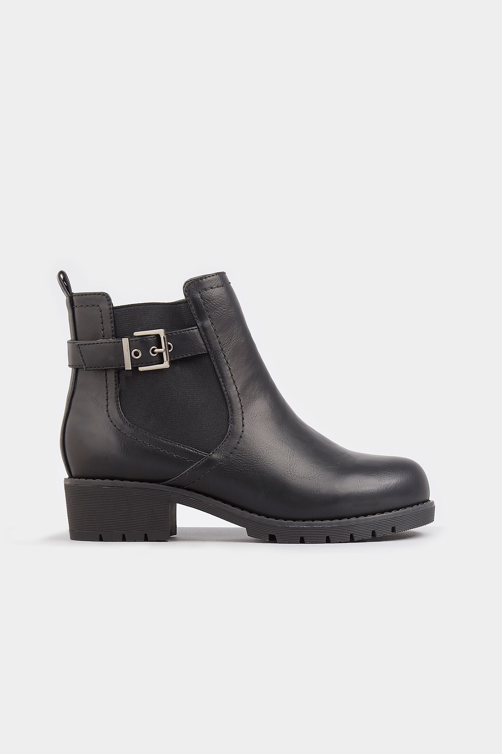 Black Chelsea Buckle Ankle Boots In Extra Wide Fit | Yours Clothing 3