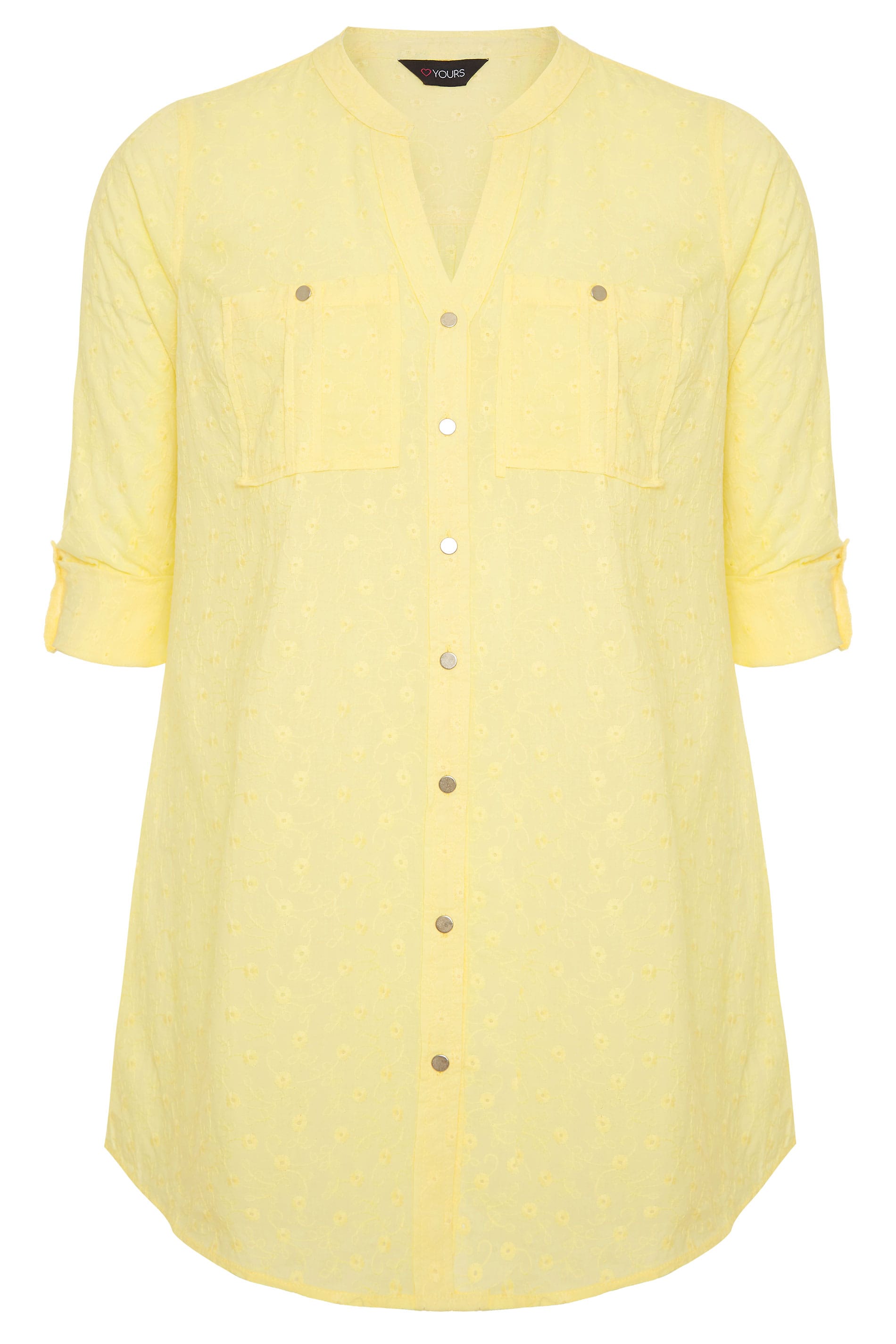 Yellow Floral Embroidered Shirt | Yours Clothing