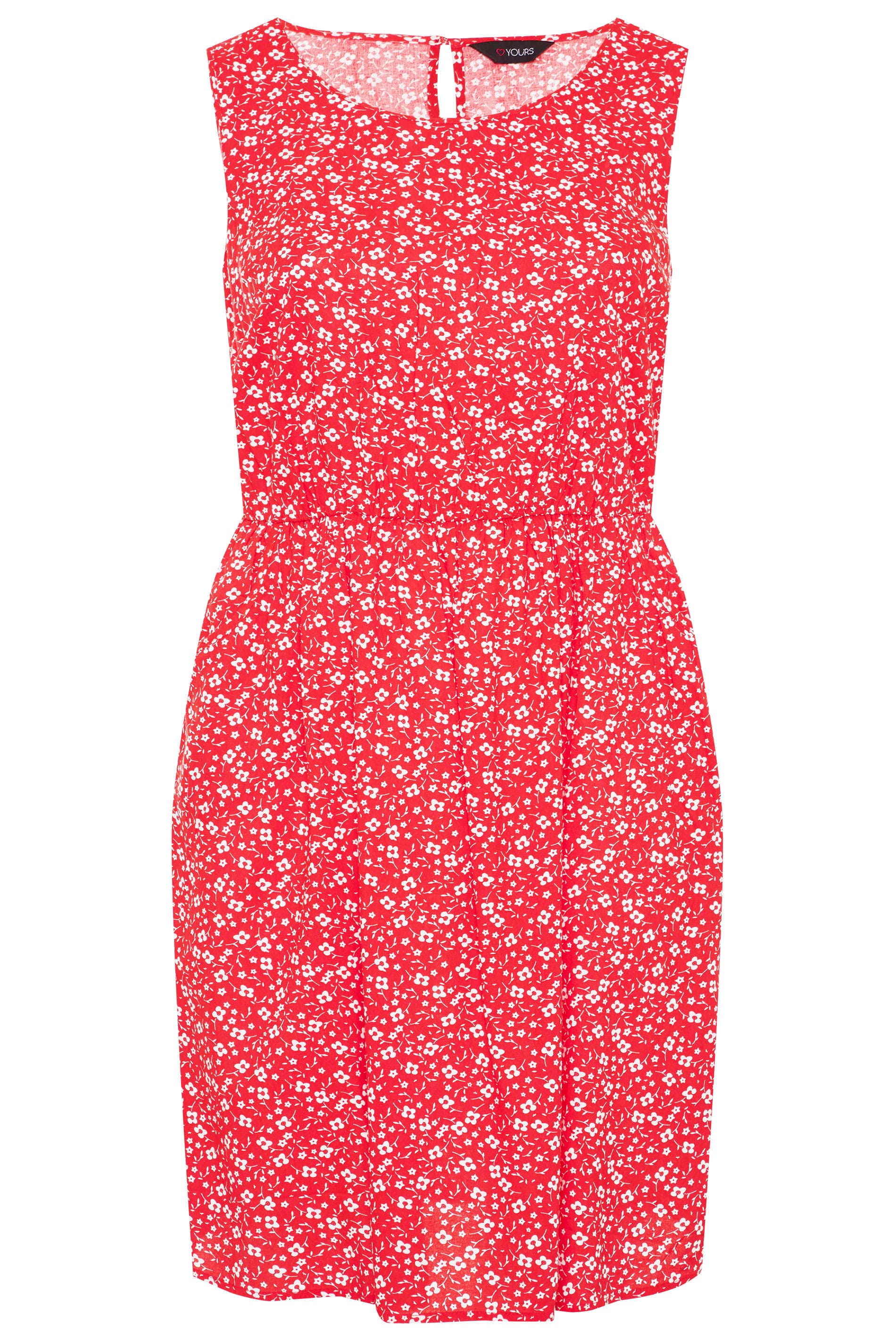 Red Ditsy Floral Pocket Skater Dress | Yours Clothing