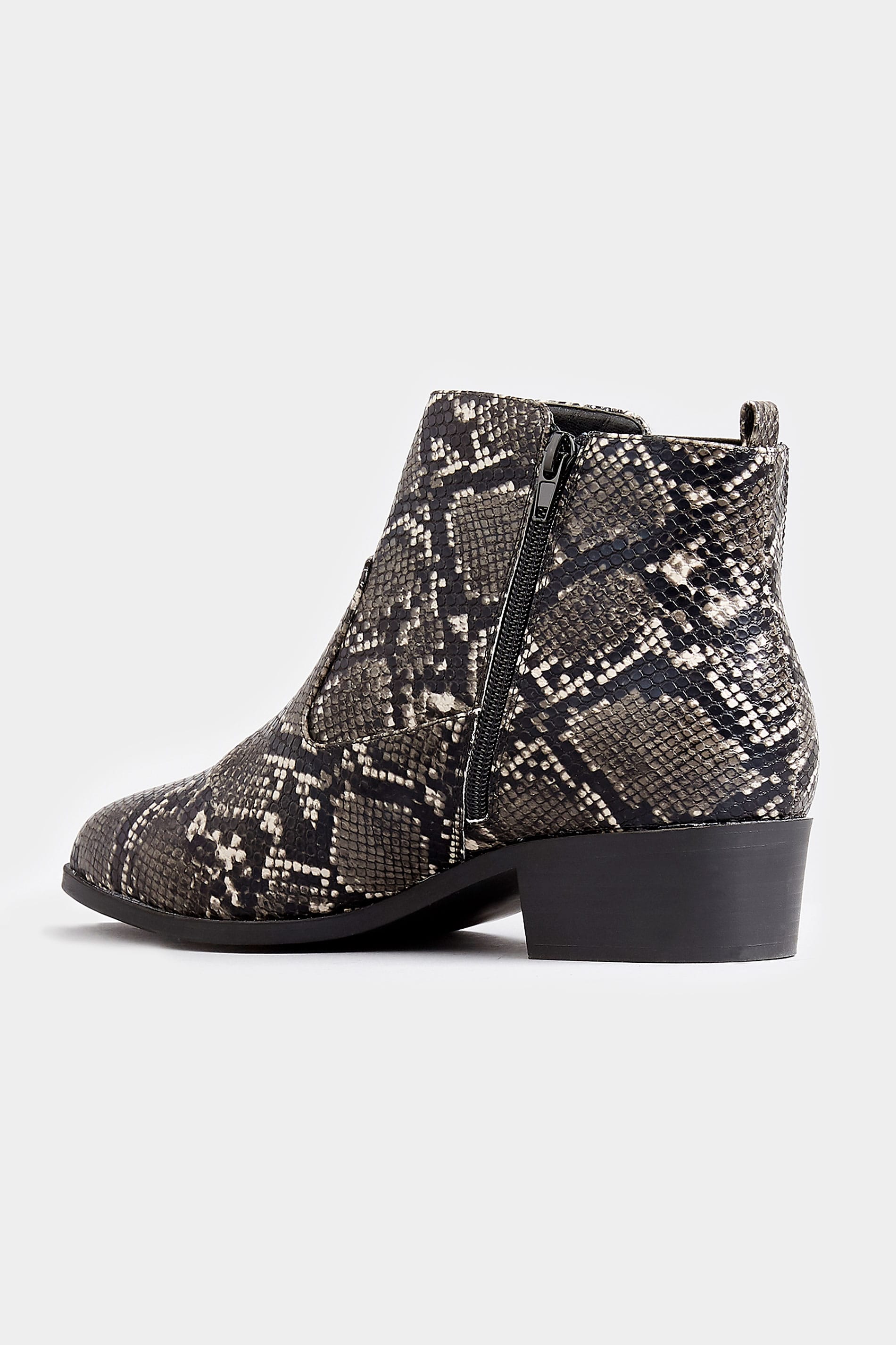 Grey Snakeskin Effect Chelsea Boots In Extra Wide Fit | Long Tall Sally