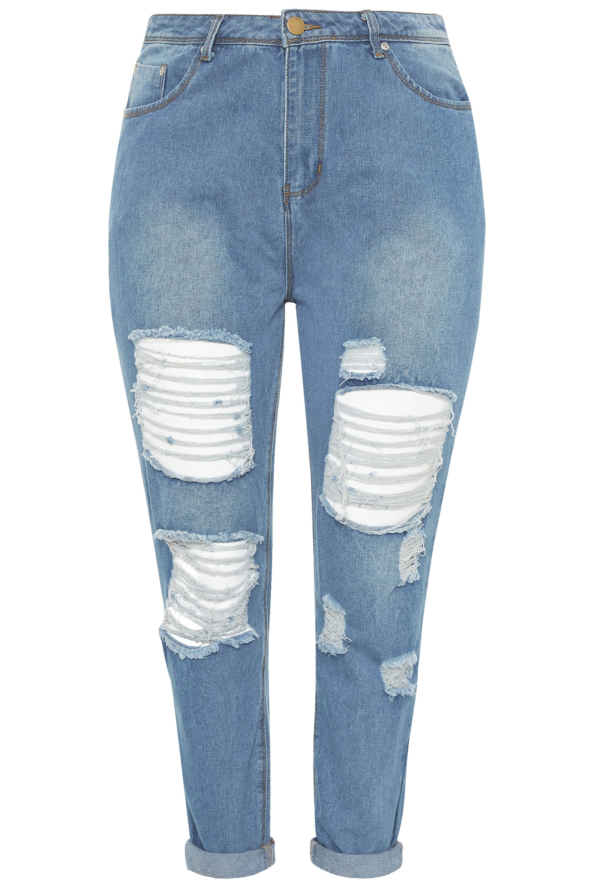 blue ripped mum jeans