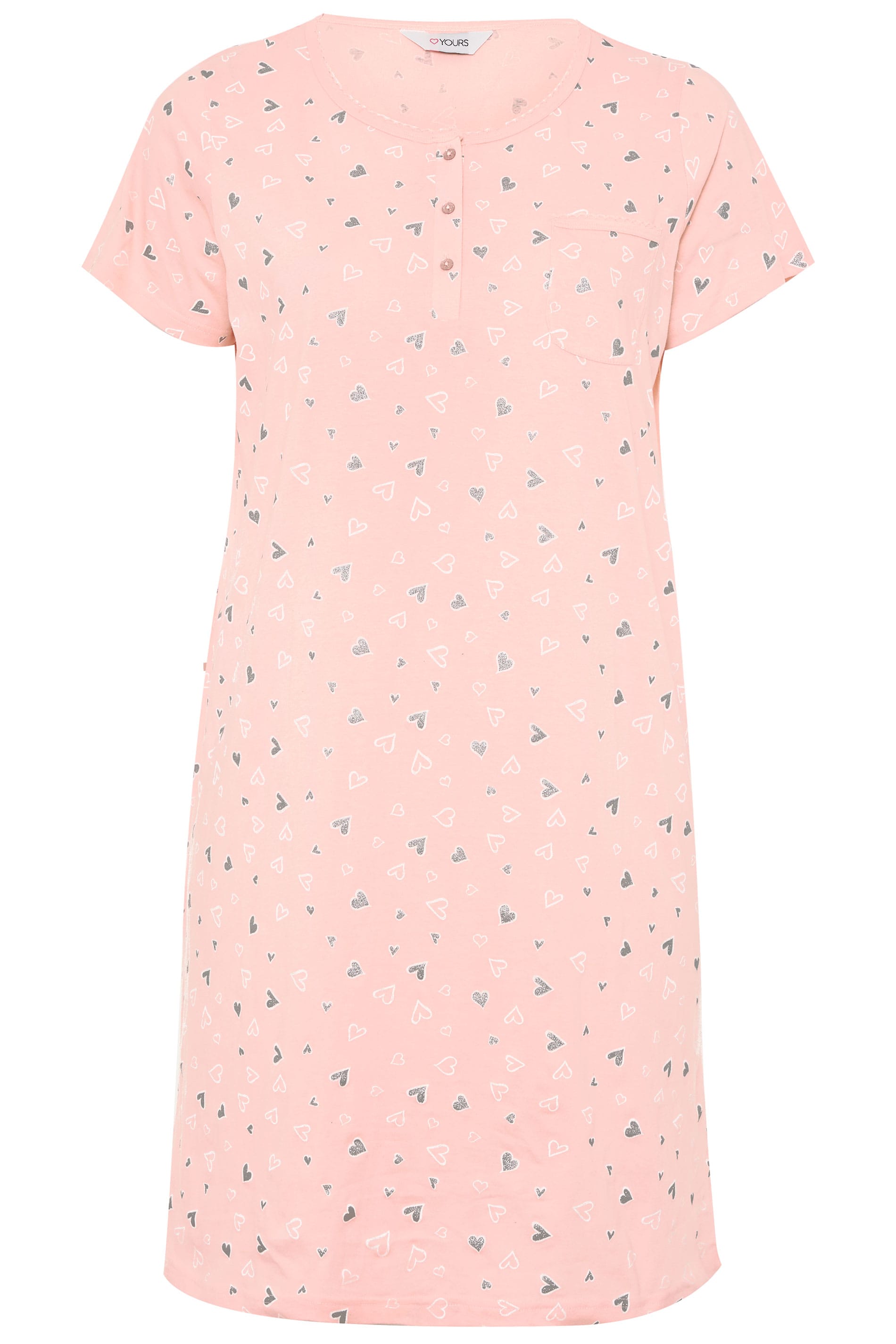 Pink Heart Print Nightdress | Yours Clothing