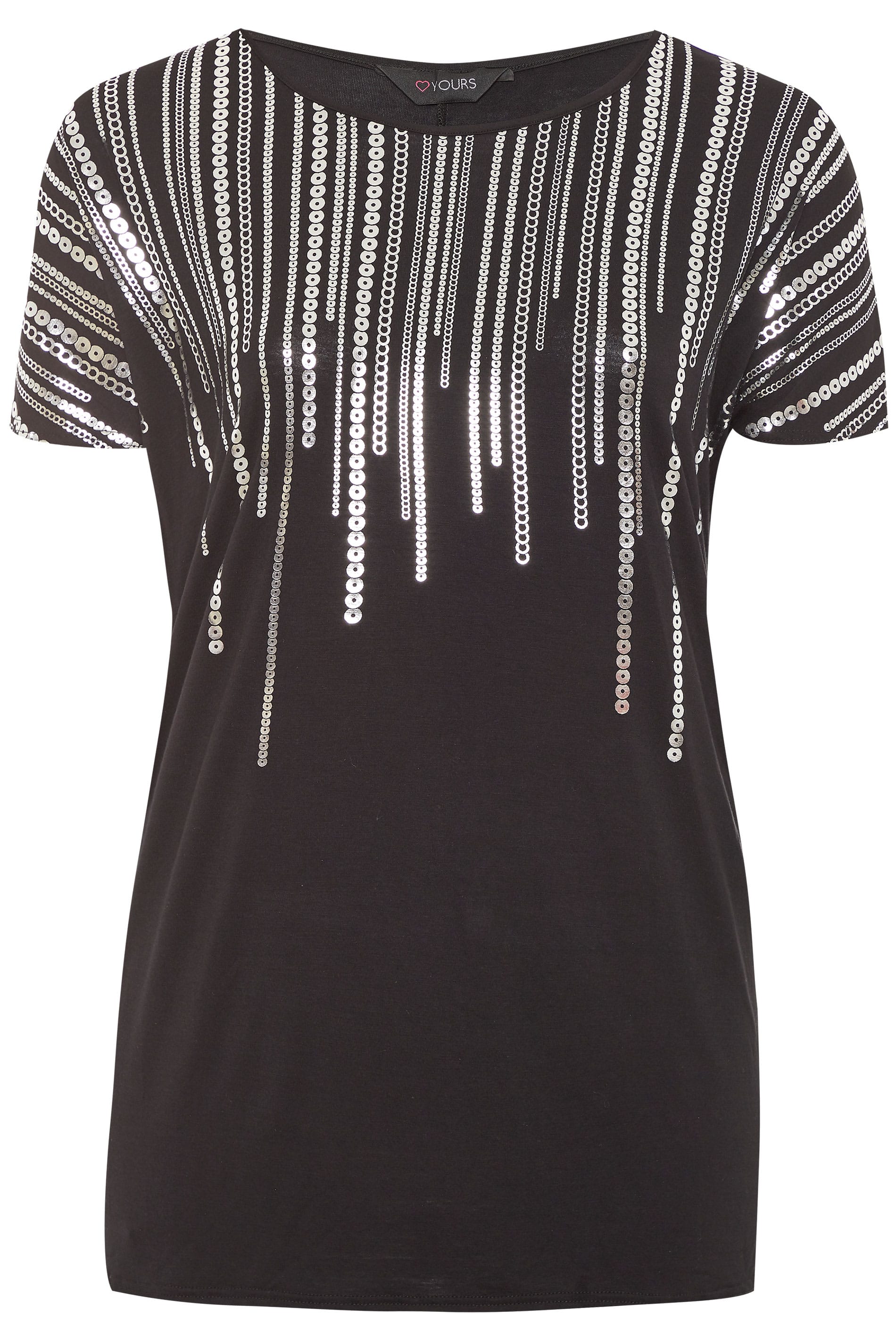 Black Foil Chain Print Top | Yours Clothing