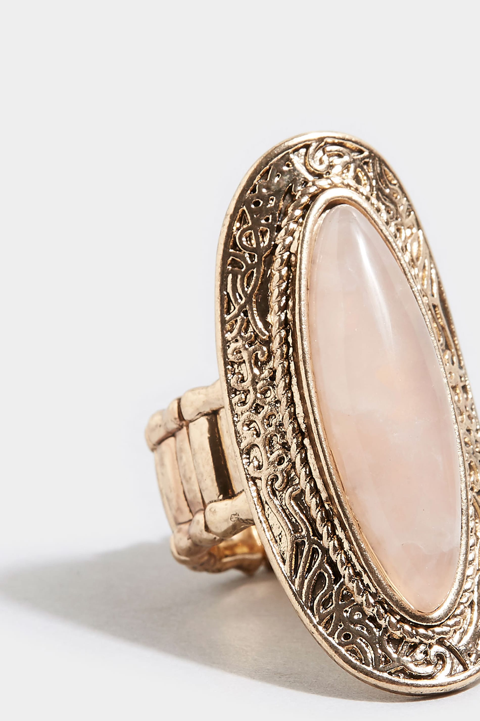 Gold Stone Embossed Ring | One Size | Yours Clothing 1