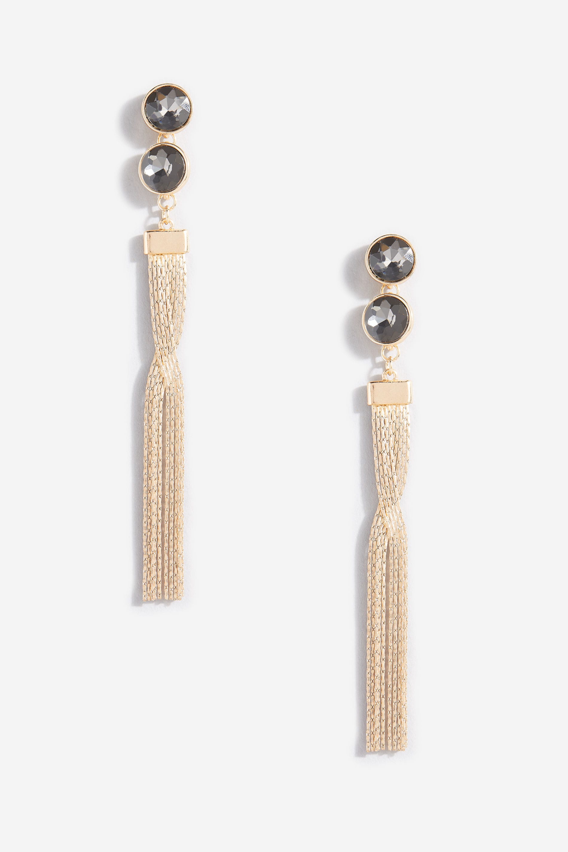 Gold Tassel & Black Bead Earrings 1
