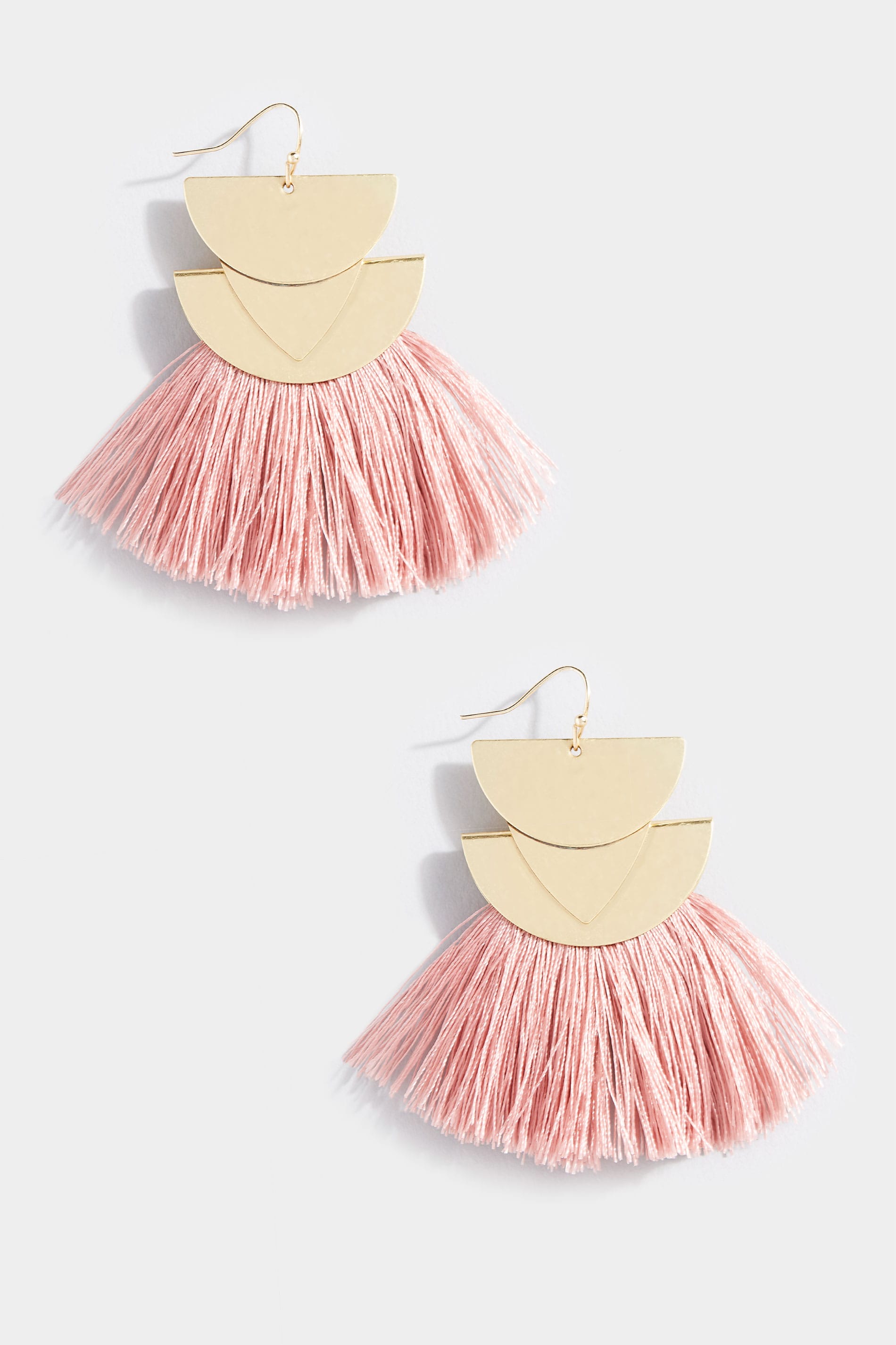 Gold and Pink Tassel Earrings 1