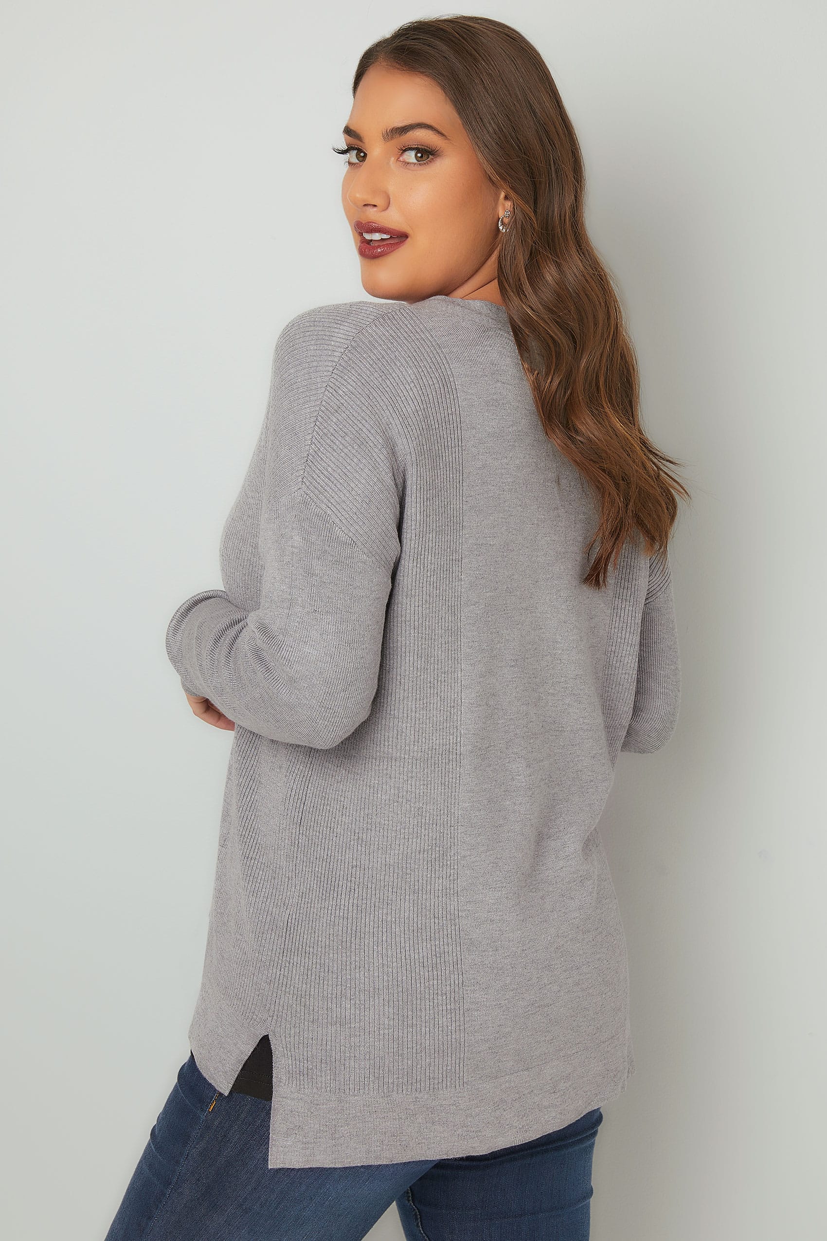 Grey Cardigan With Zip Front, Plus size 16 to 36