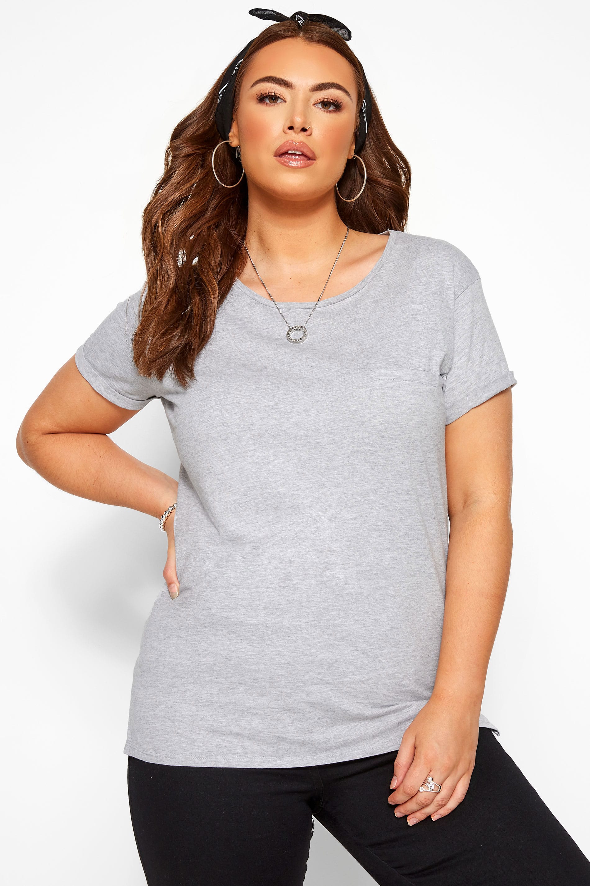 Download Grey Marl Mock Pocket T-Shirt | Sizes 16 to 36 | Yours ...