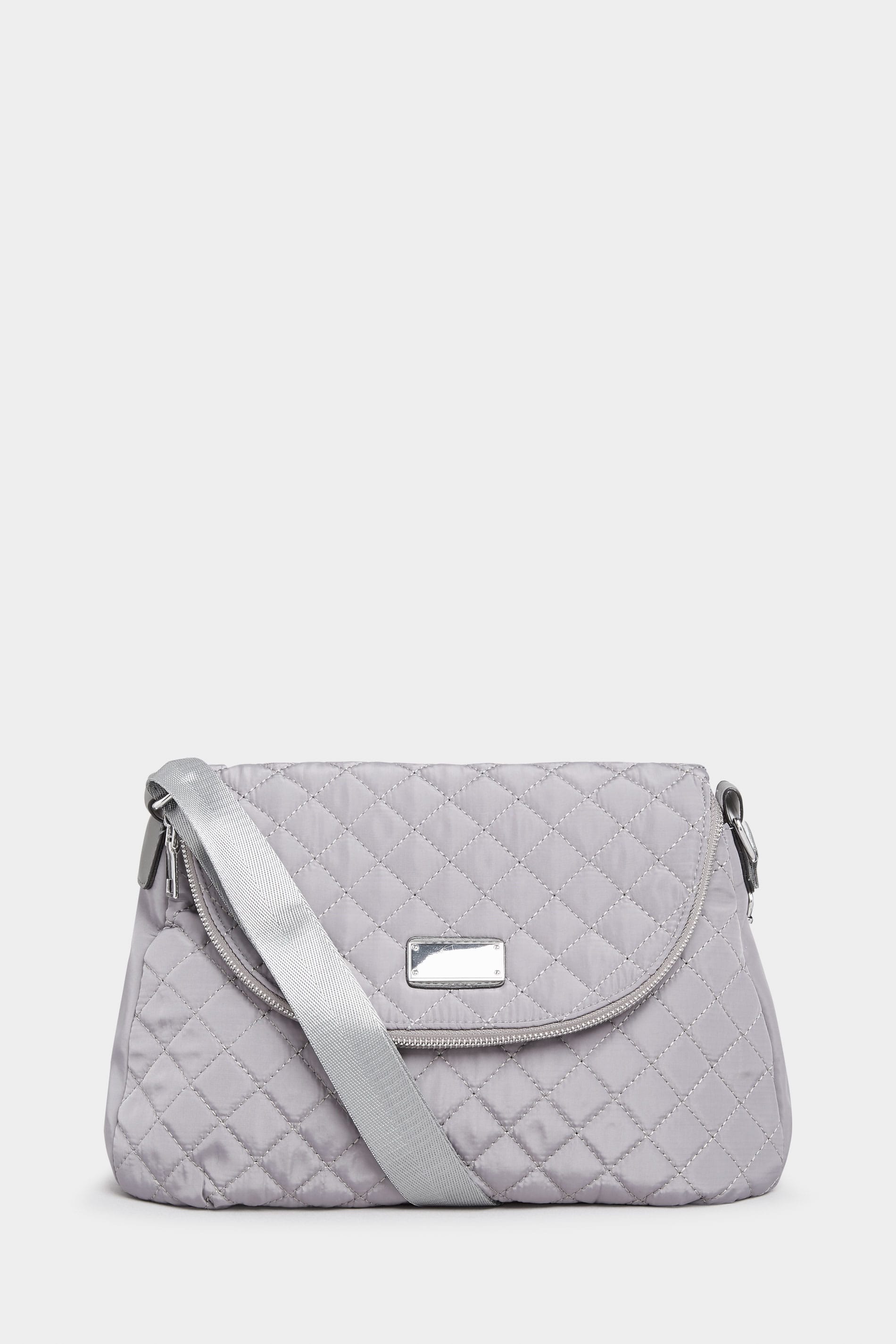 grey quilted crossbody bag