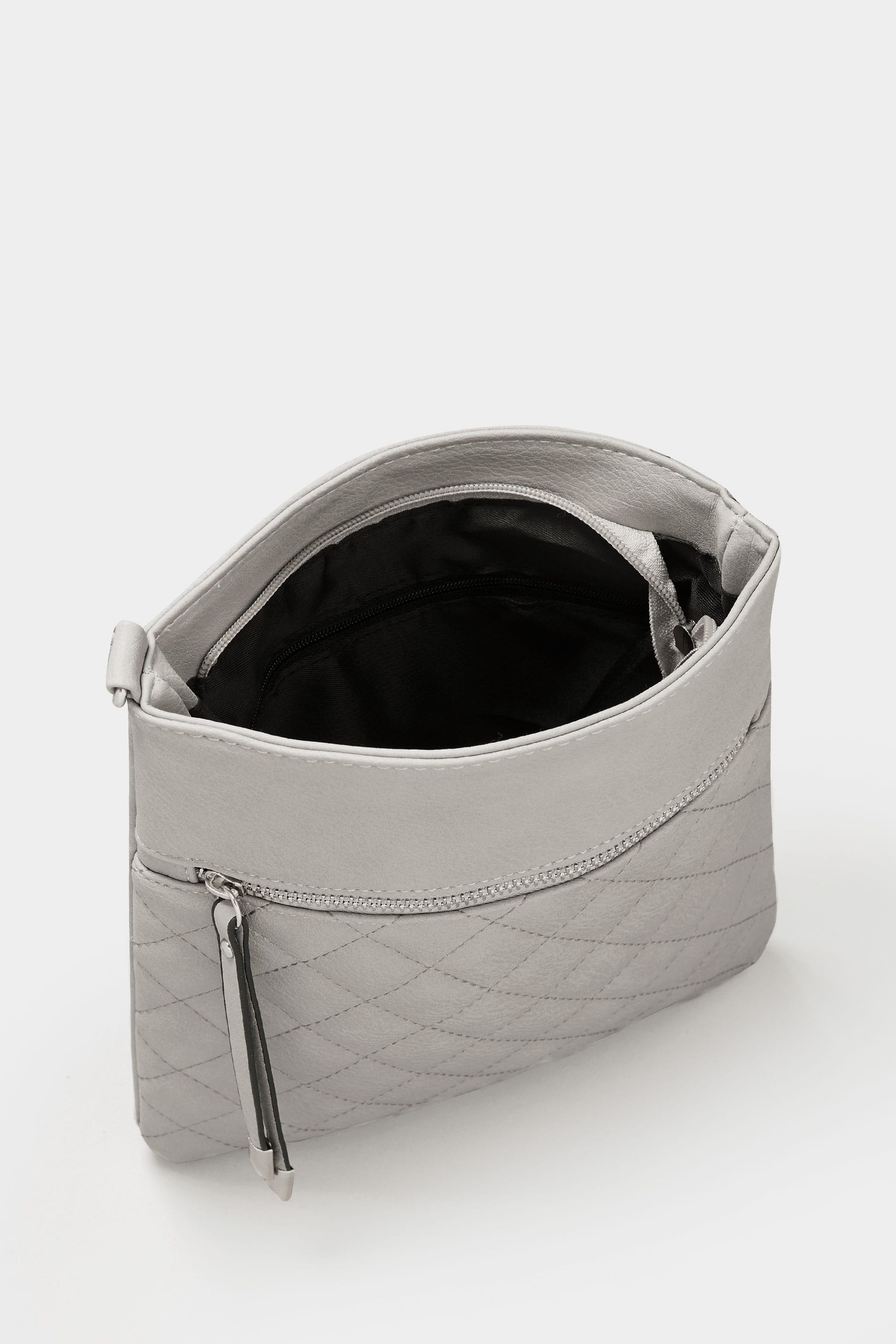 Grey Quilted Square Cross Body Bag | Yours Clothing