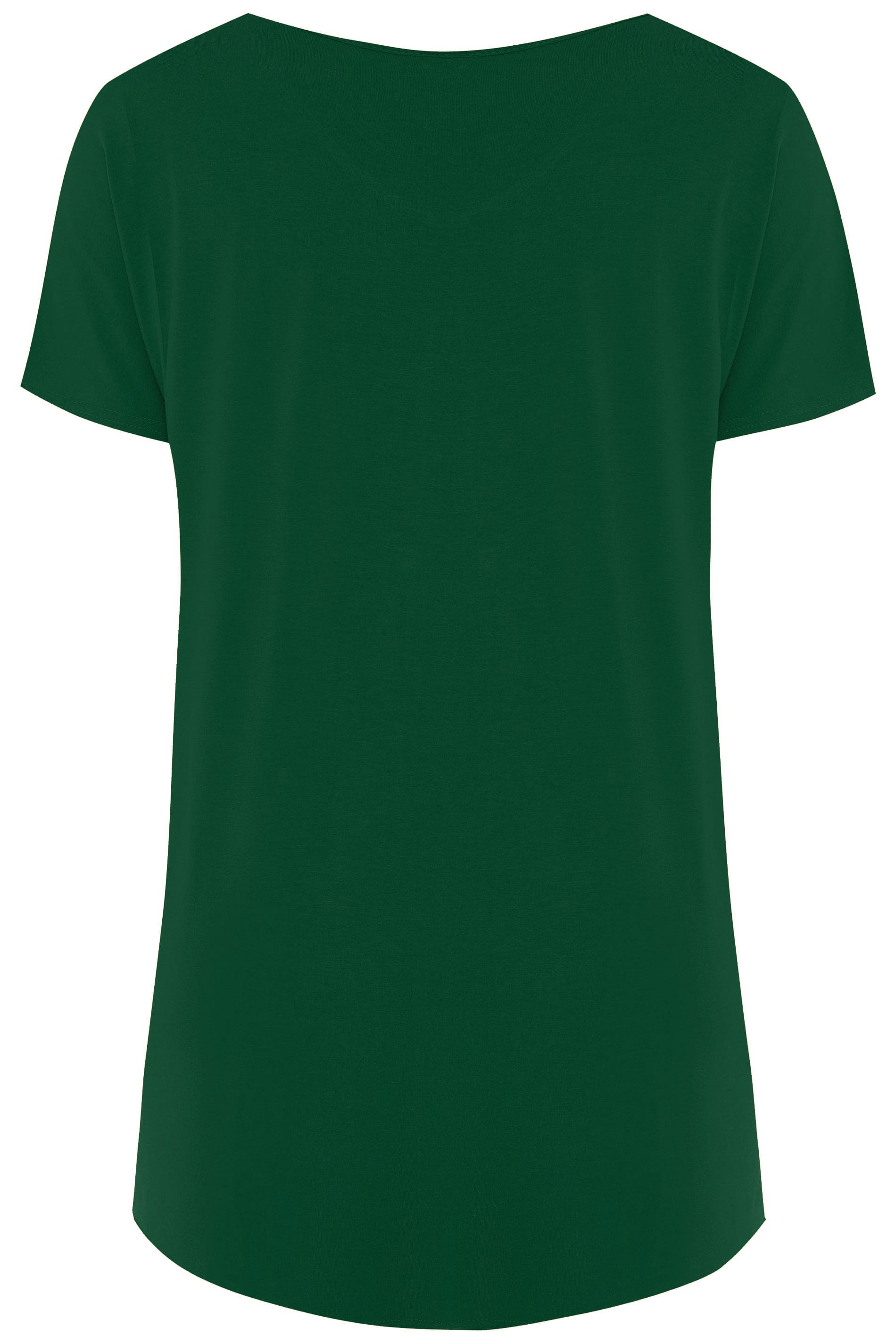 Bottle Green Jersey Dipped Hem Top | Yours Clothing