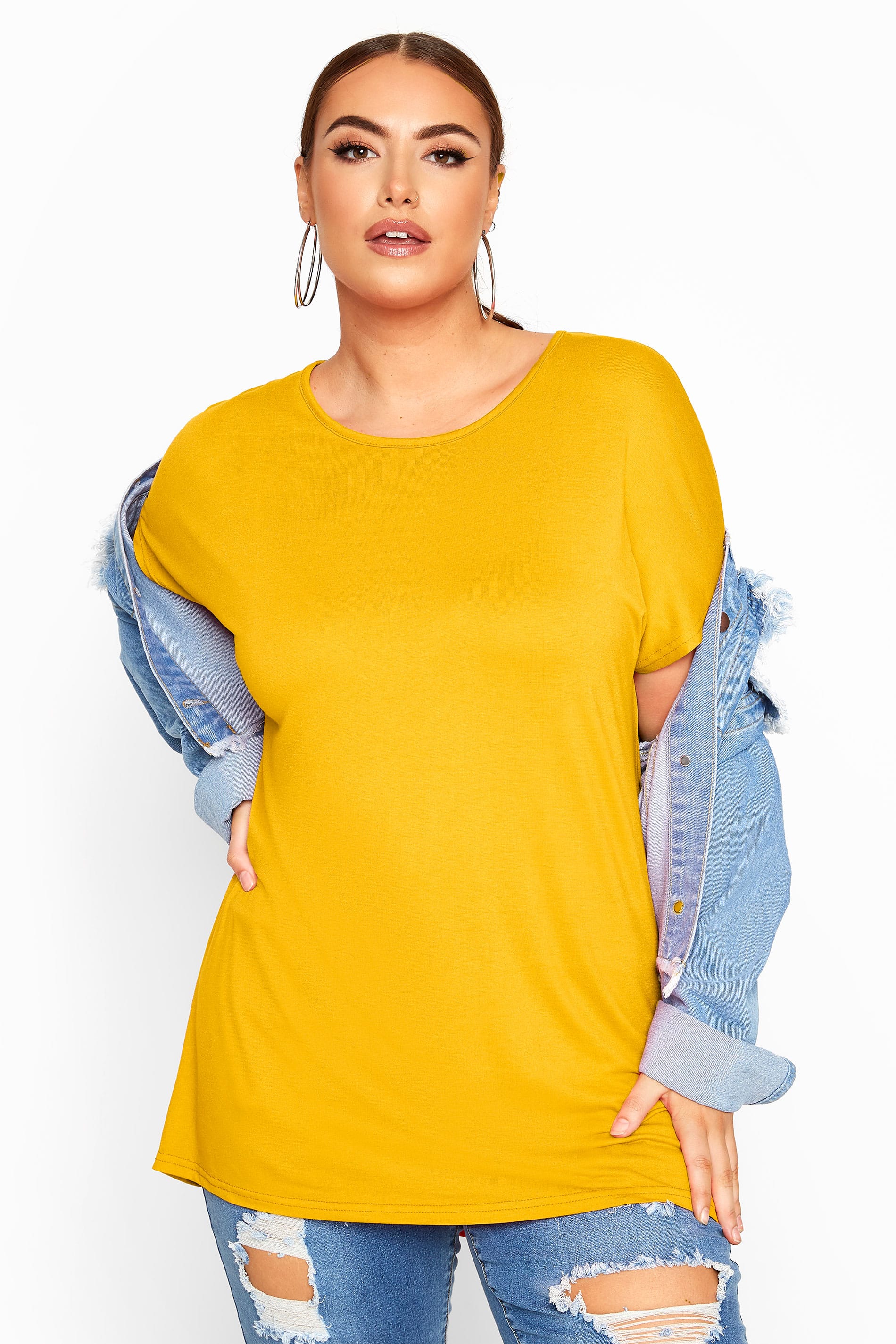 Mustard Yellow Dipped Hem Top Yours Clothing