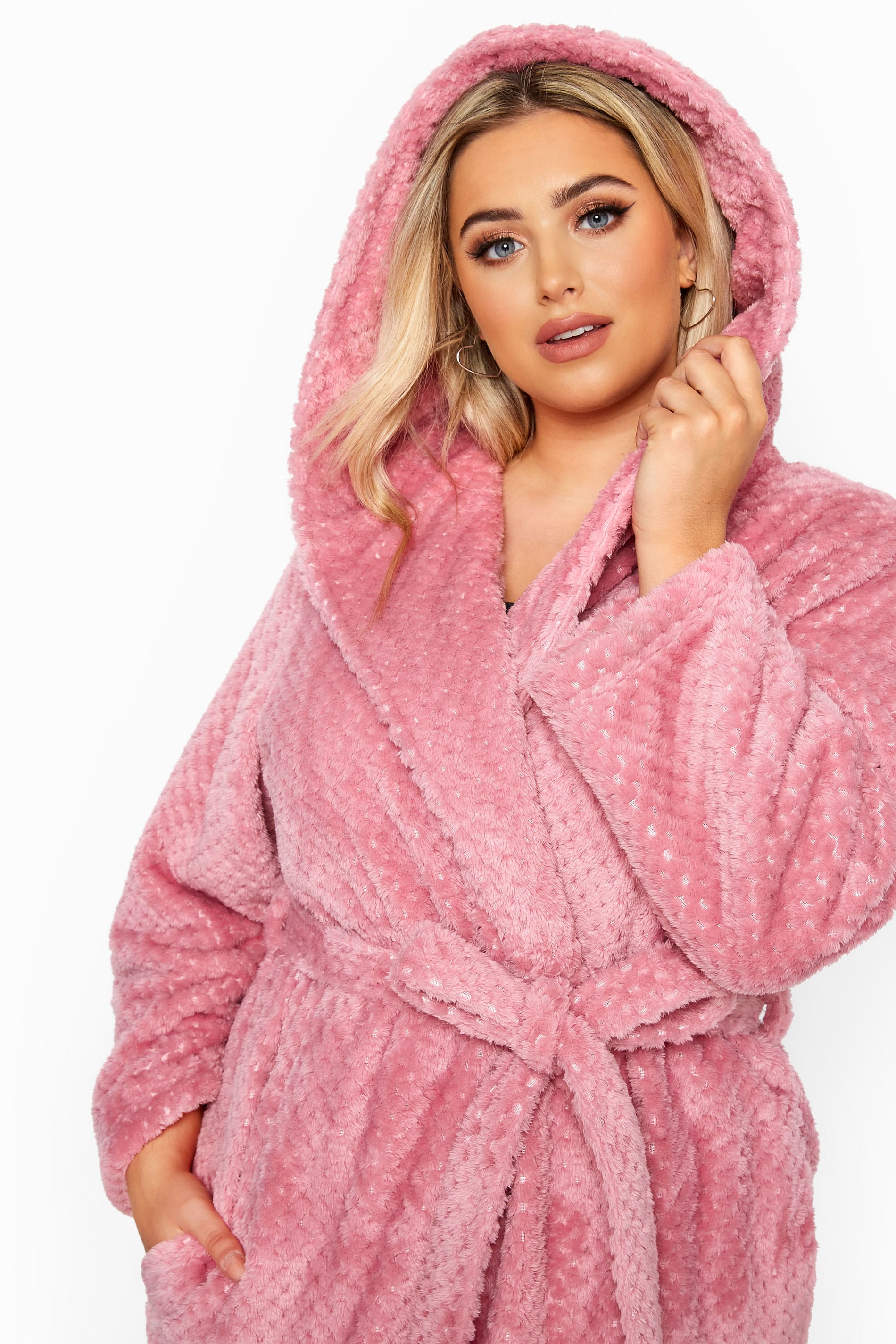 Pink Waffle Dressing Gown | Yours Clothing