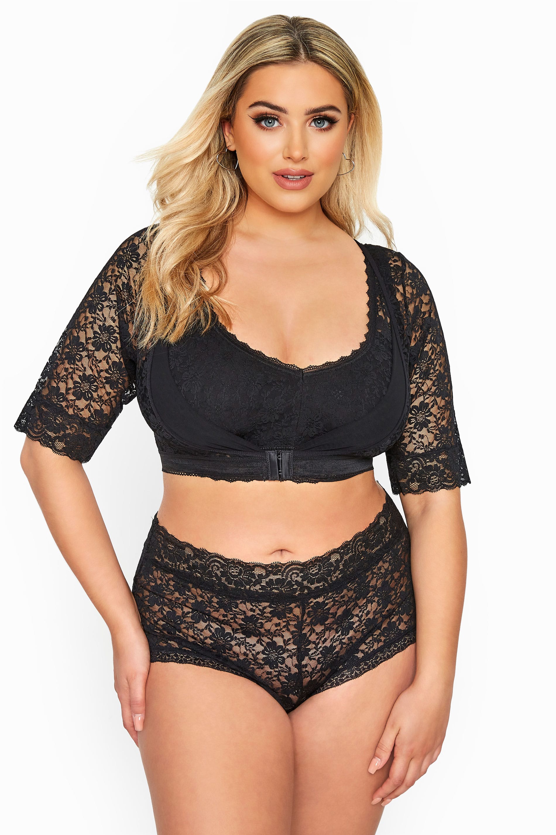 Black Floral Lace Bralette Yours Clothing