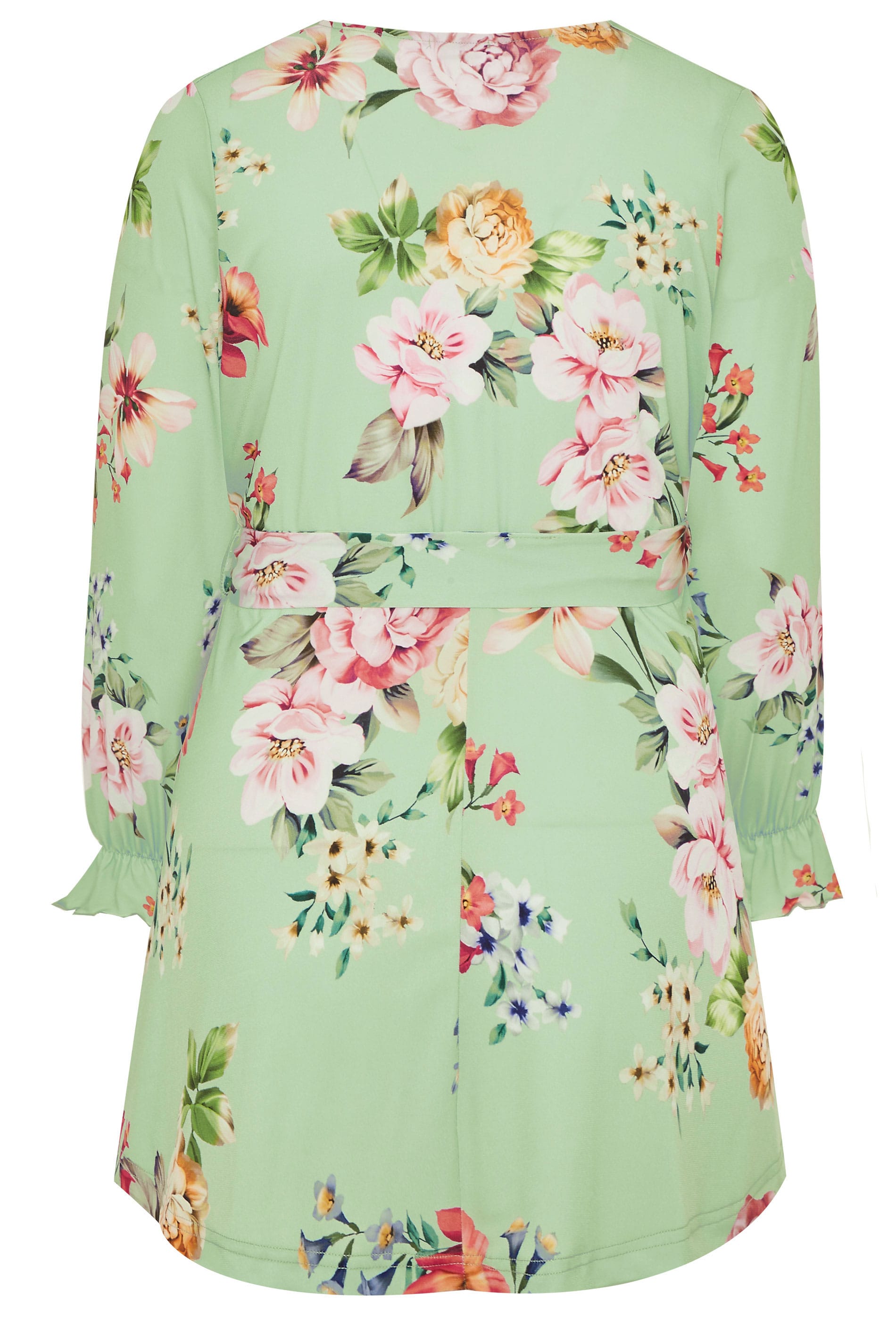 YOURS LONDON Sage Green Floral Wrap Top | Yours Clothing