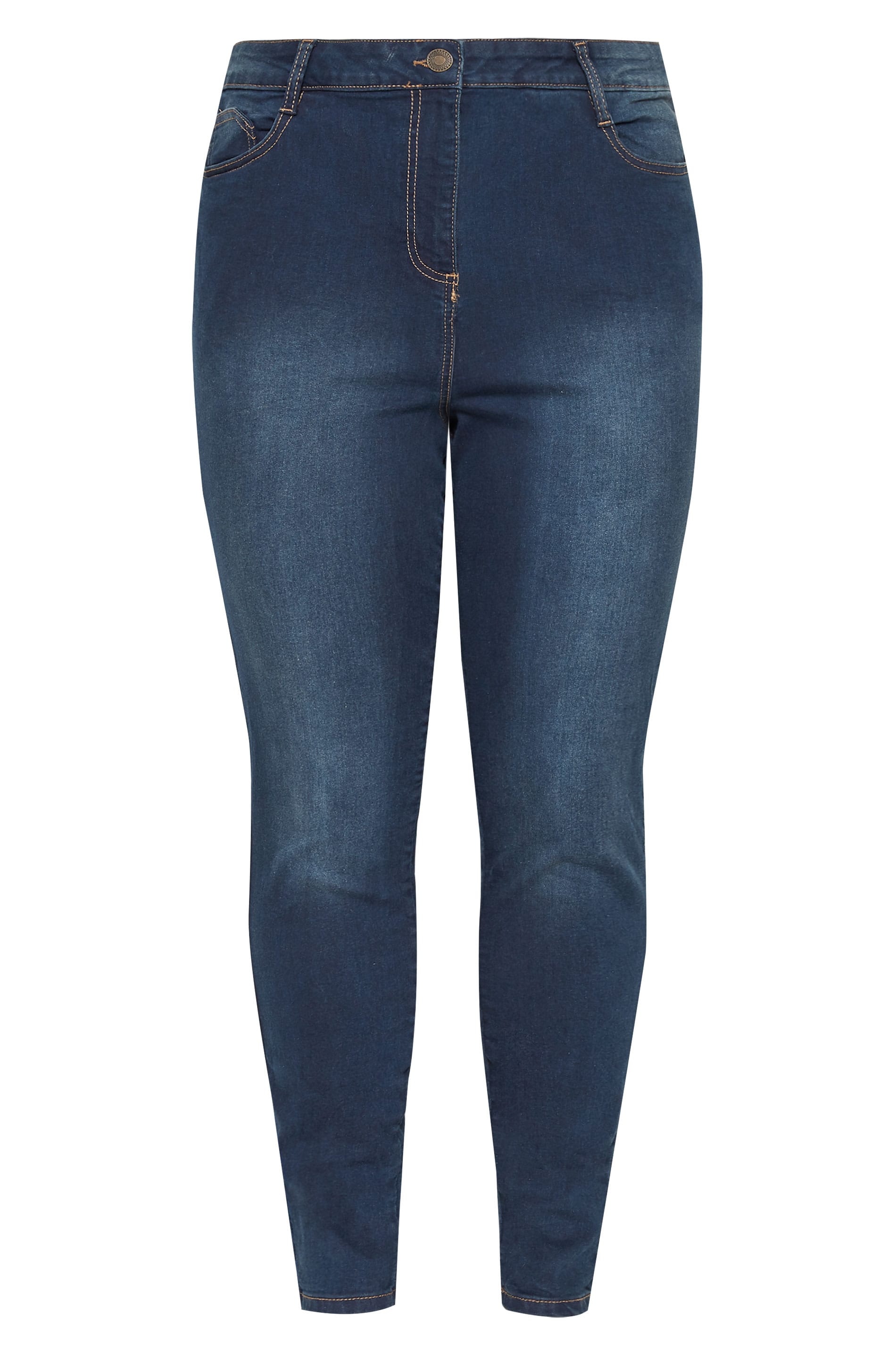 YOURS Curve Blue Distressed AVA Lift and Shape Stretch Skinny Jeans