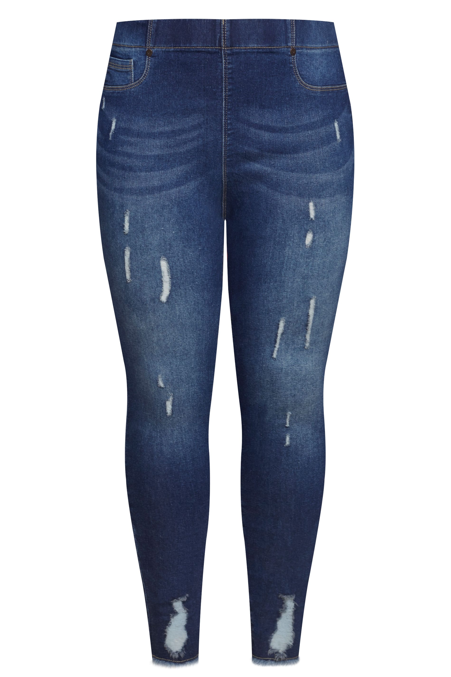 Mechanica stam mooi Plus Size Indigo Blue Distressed Cat Stretch JENNY Jeggings | Sizes 16 to  36 | Yours Clothing