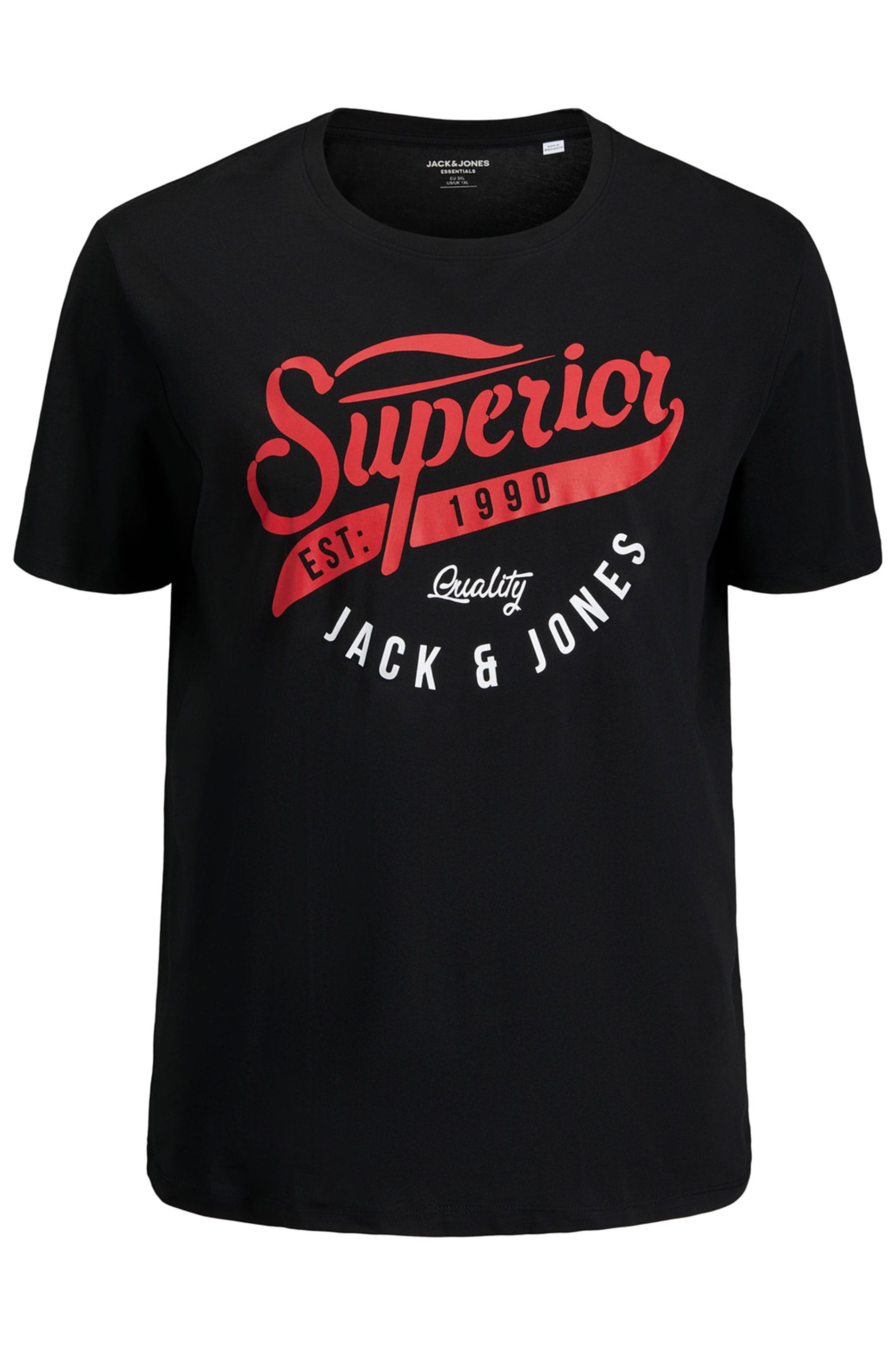 JACK & JONES Black Logo Chest Print T-Shirt | BadRhino