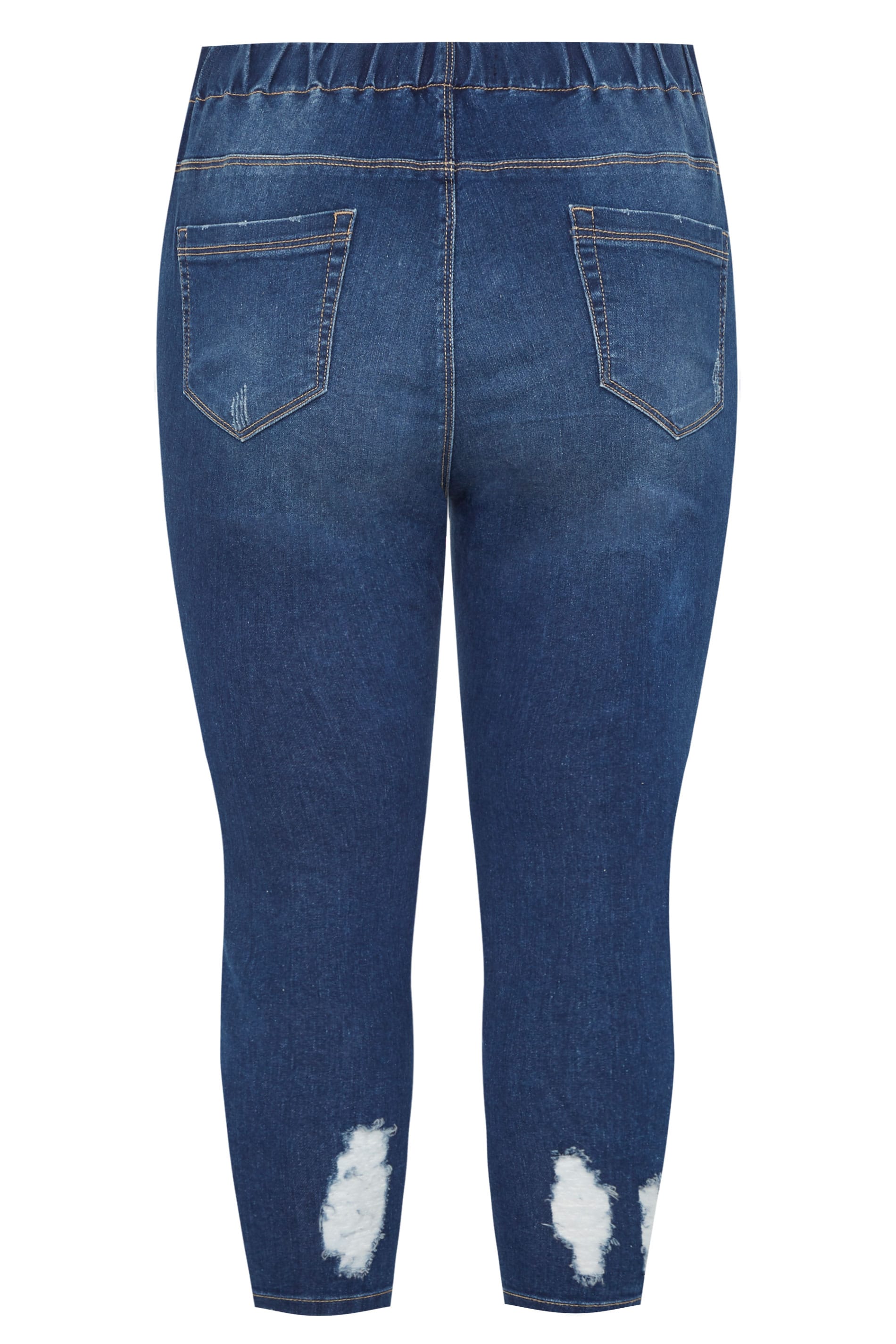 PLus Size YOURS FOR GOOD Indigo Blue Extreme Distressed Cropped Jeggings | Clothing
