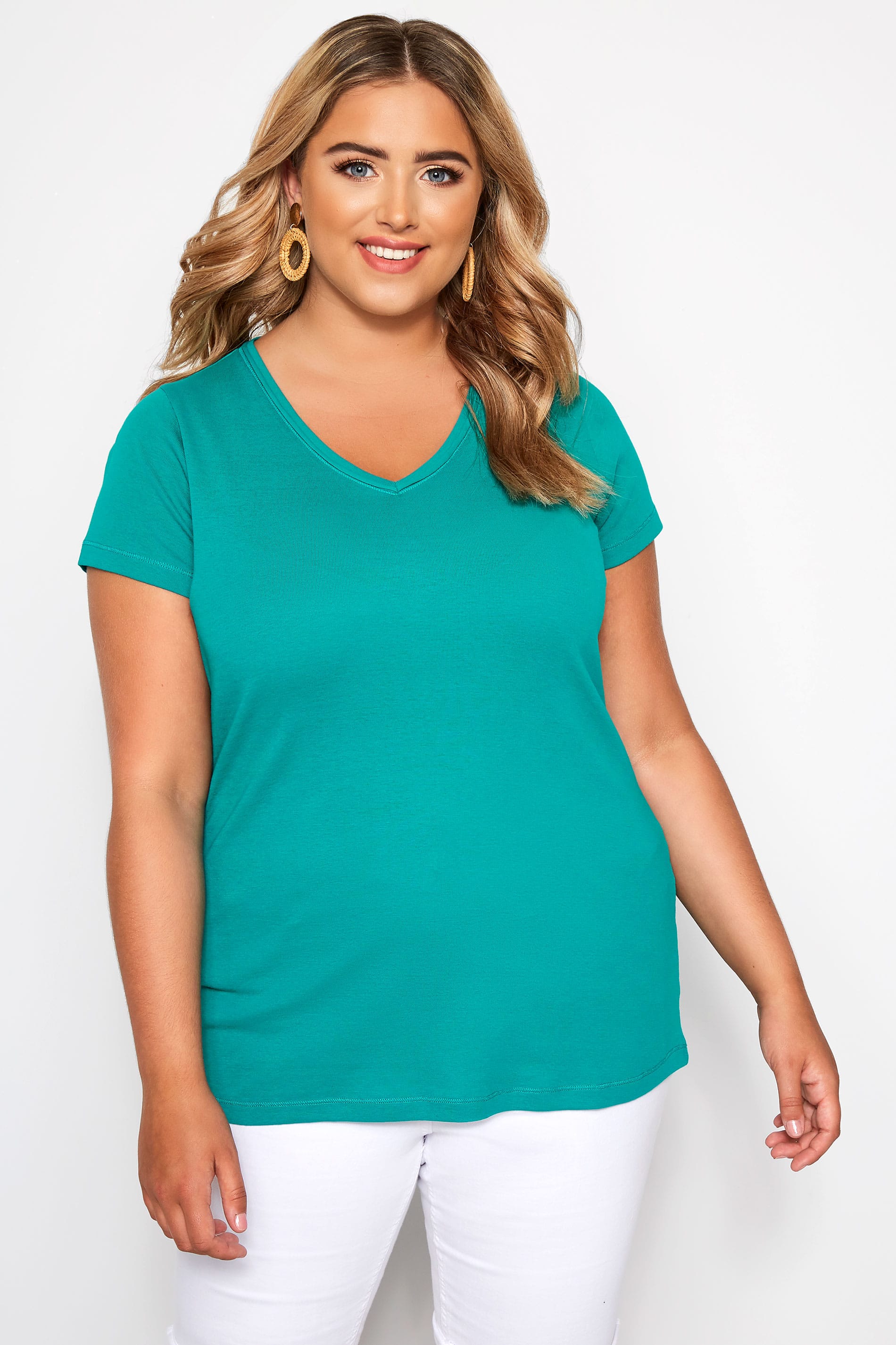 Jade V-Neck T-Shirt | Sizes 16-40 | Yours Clothing