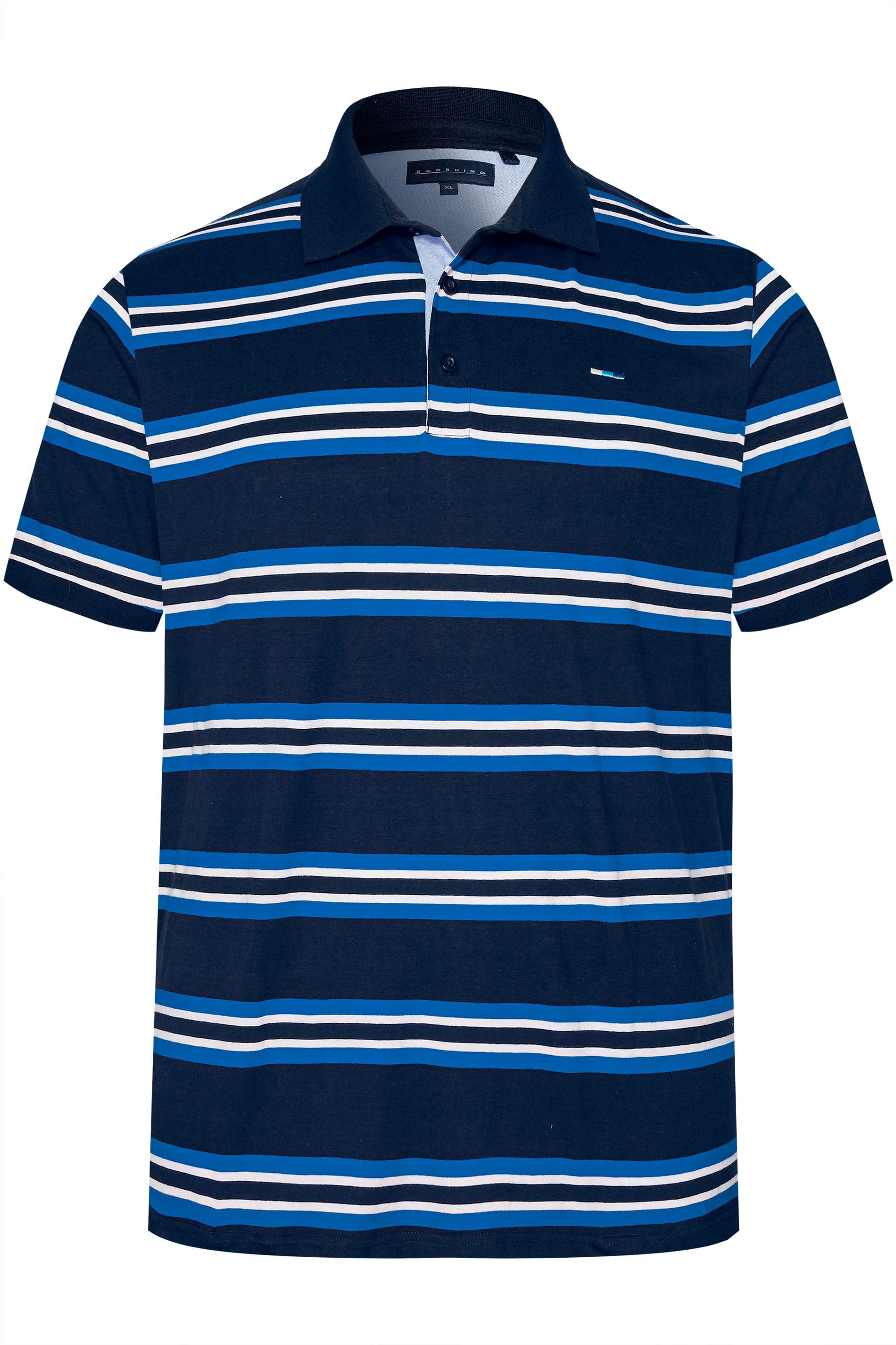 BadRhino Navy & Blue Striped Polo Shirt | BadRhino