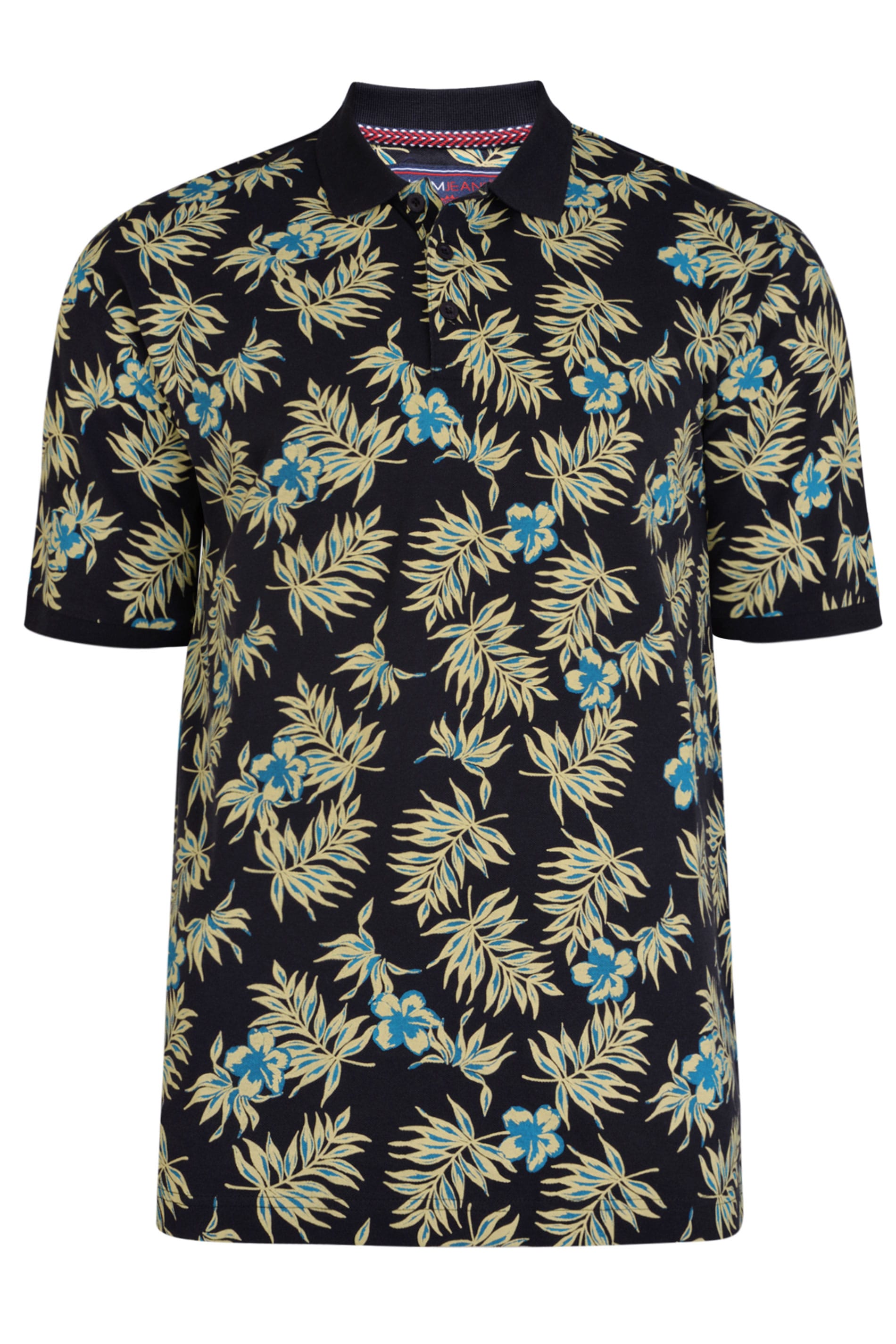 KAM Navy Tropical Print Polo Shirt | BadRhino