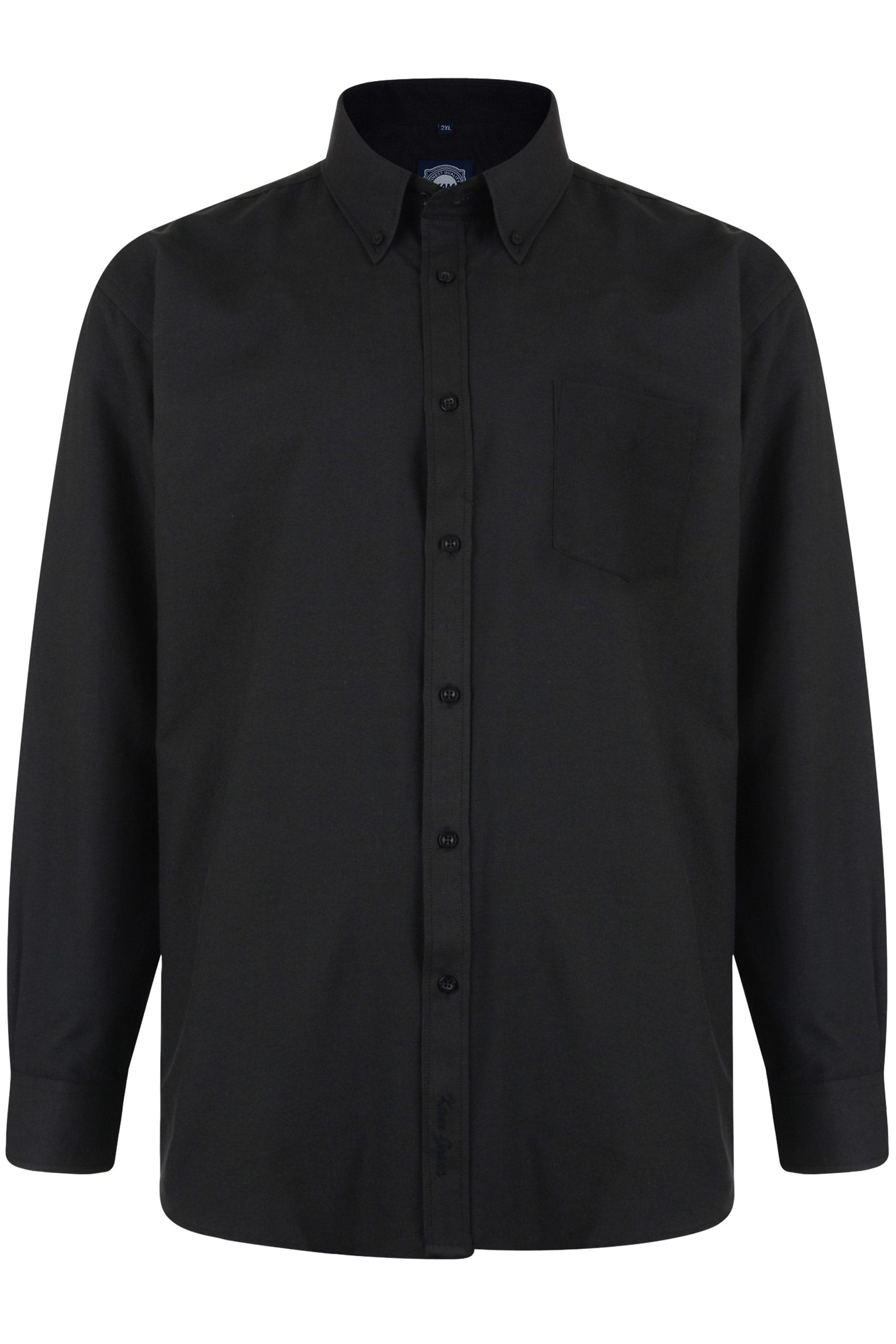 KAM Big & Tall Black Oxford Long Sleeve Shirt | BadRhino