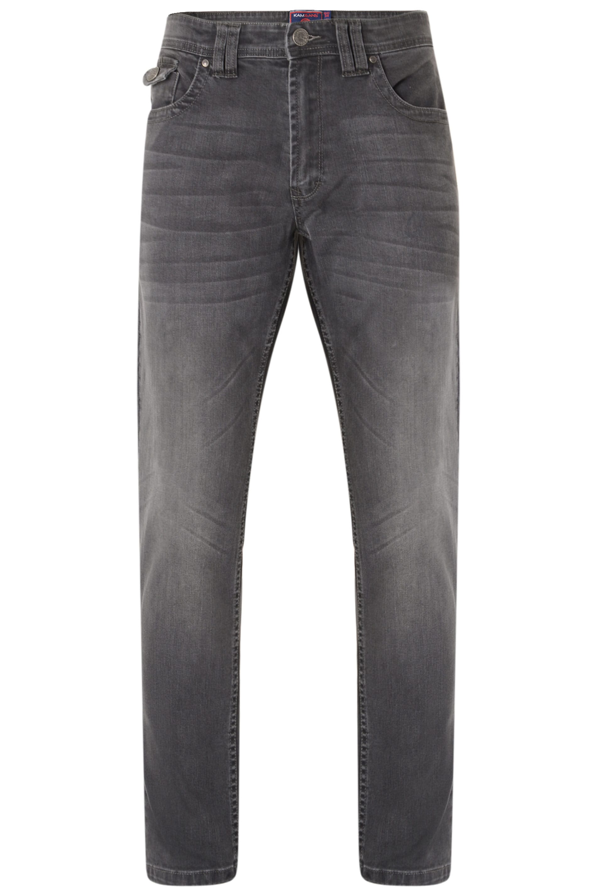KAM Charcoal Grey Stretch Jeans | BadRhino
