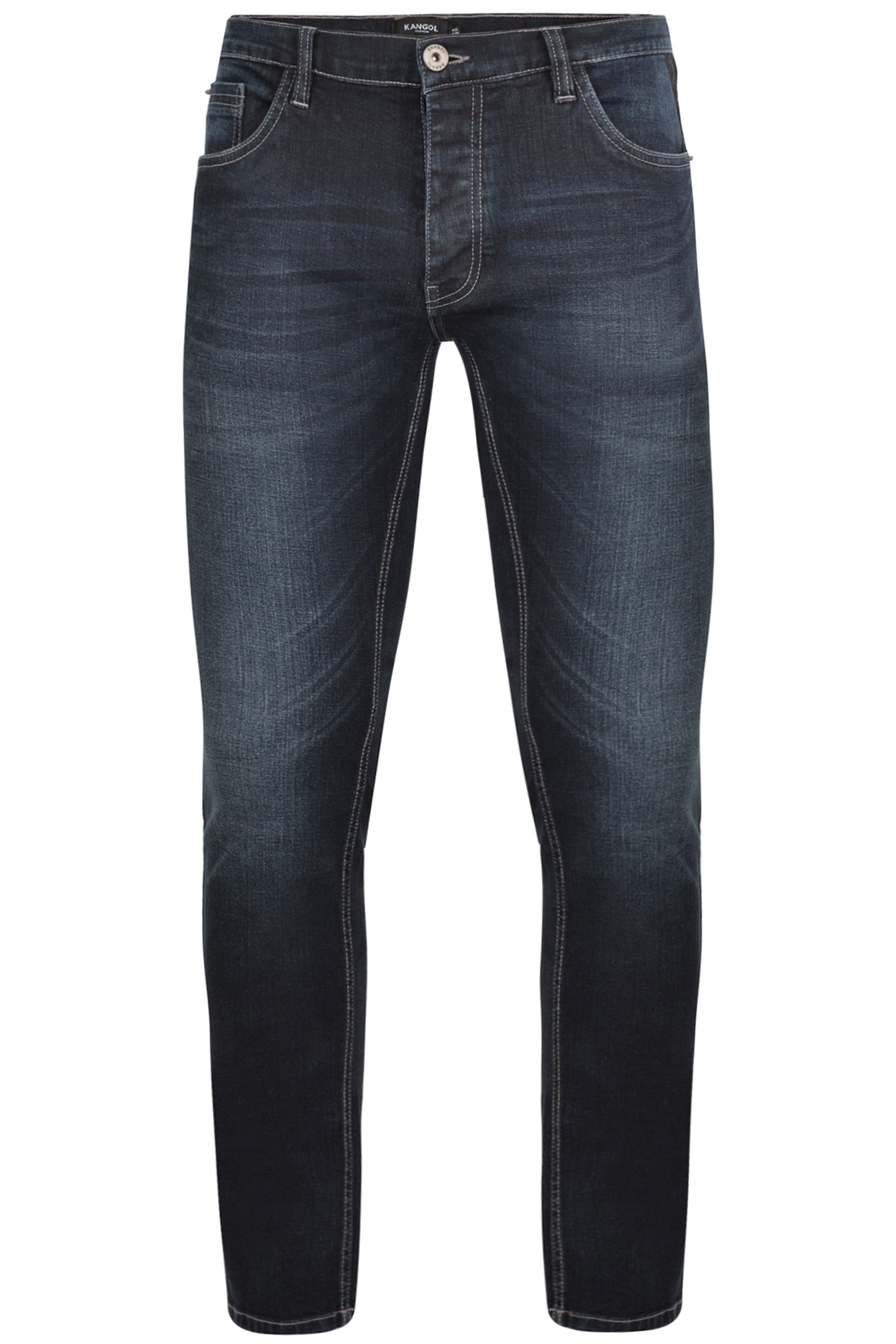 KANGOL Dark Blue Straight Leg Denim Jeans | BadRhino