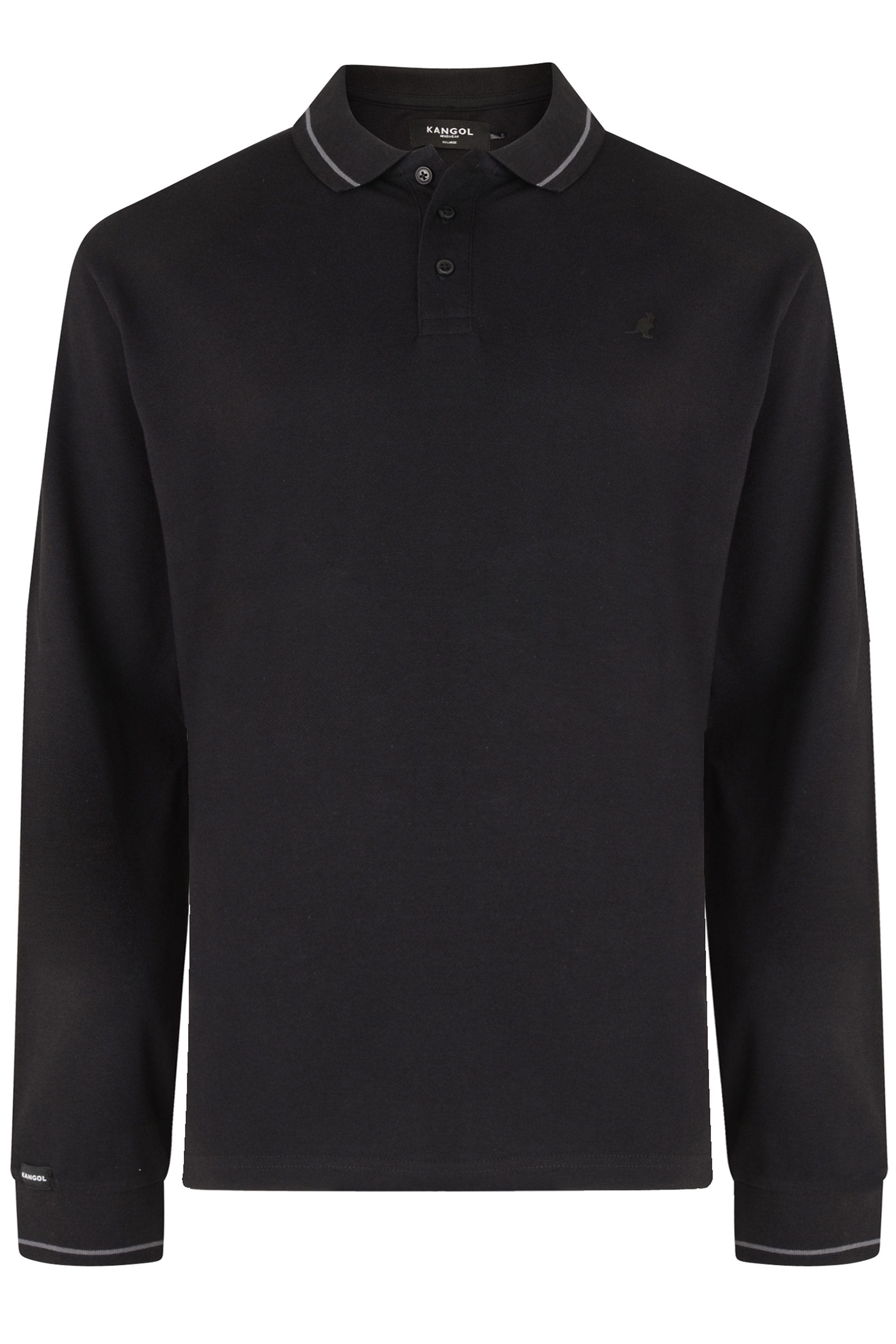 KANGOL Black Long Sleeved Polo Shirt | BadRhino | BadRhino