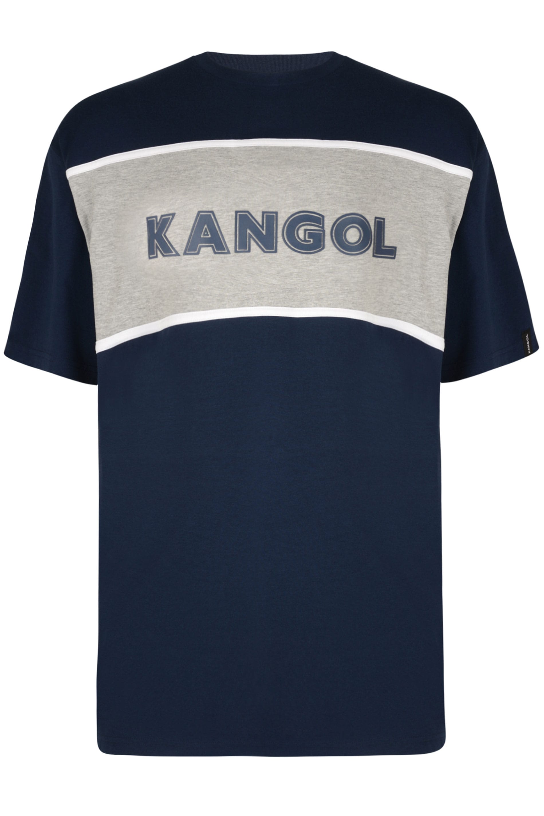 KANGOL Navy Colour Block Logo T-Shirt | BadRhino