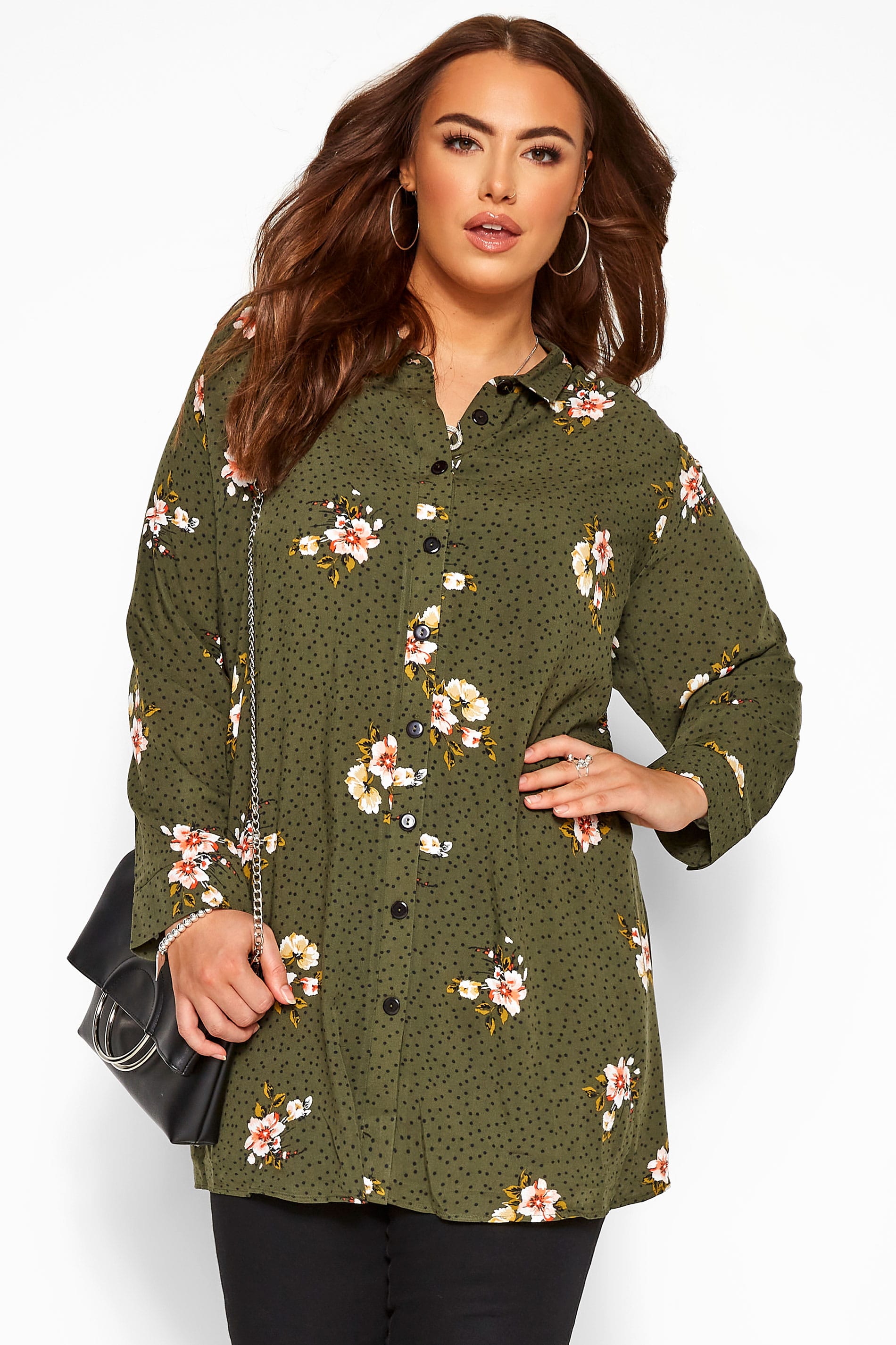 Yours Clothing Women S Plus Size Floral Spotted Shirt Ebay