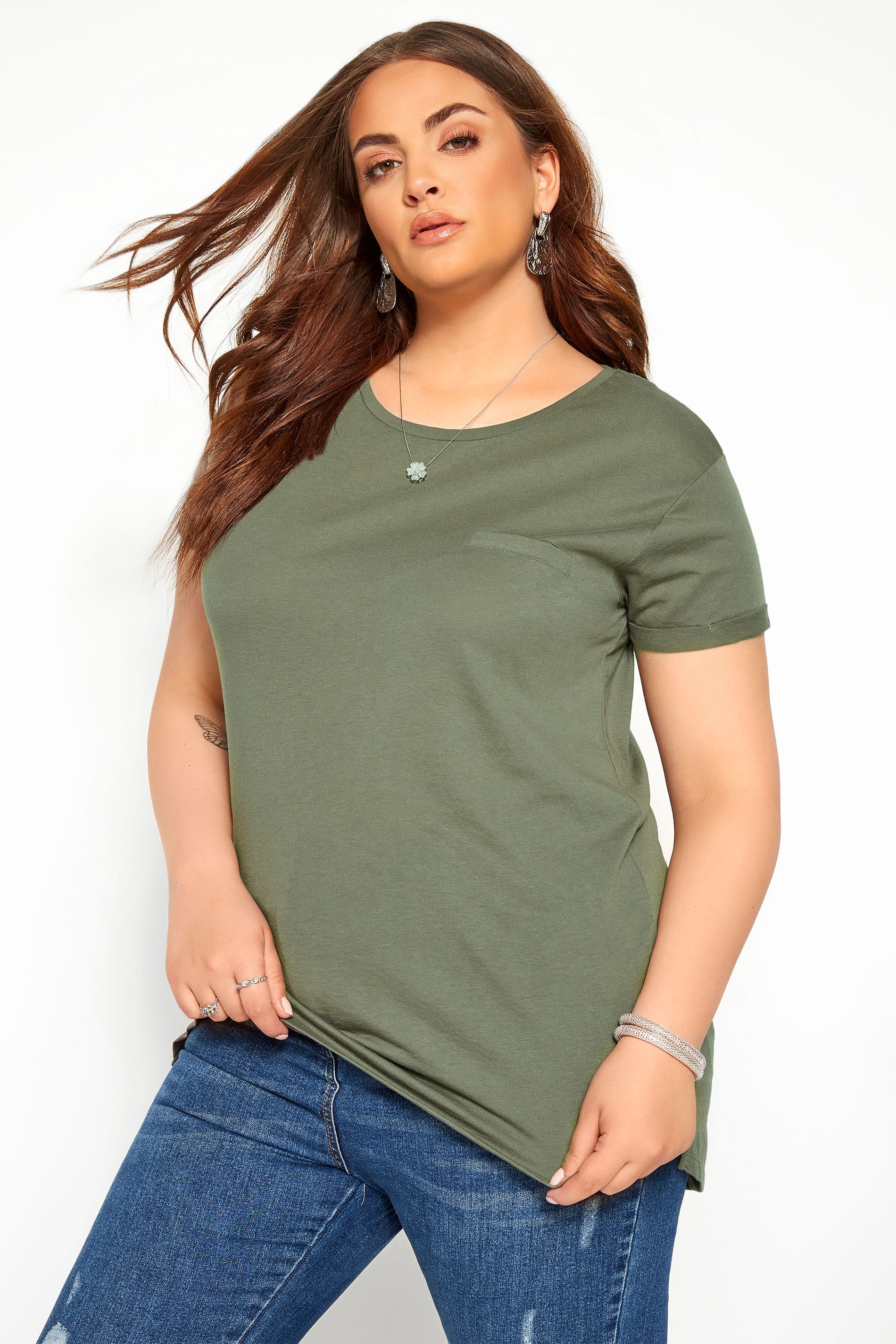 Download Khaki Mock Pocket T-Shirt, plus size 16 to 36 | Yours Clothing