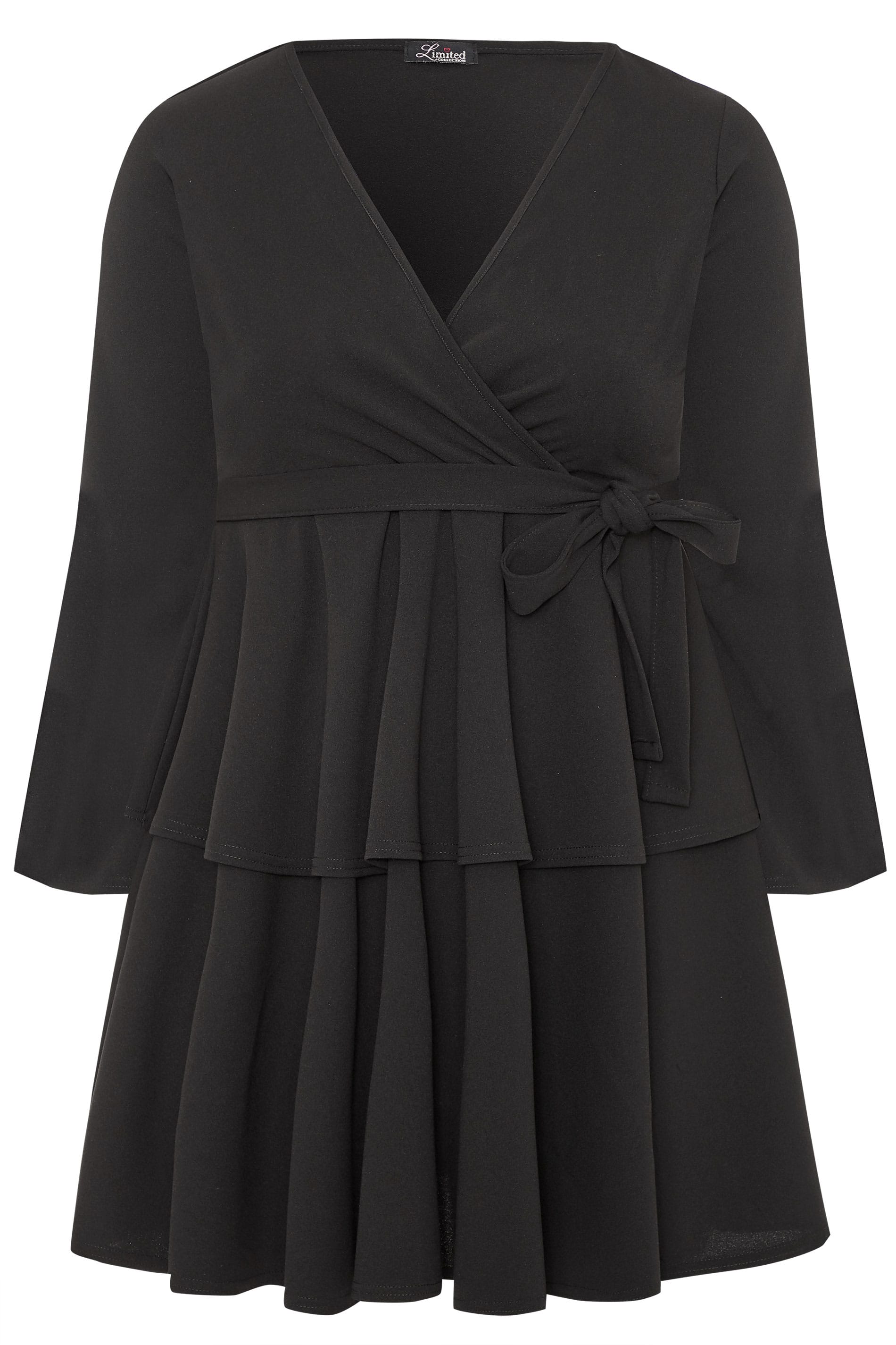 LIMITED COLLECTION Black Double Layered Frill Skater Dress | Yours Clothing