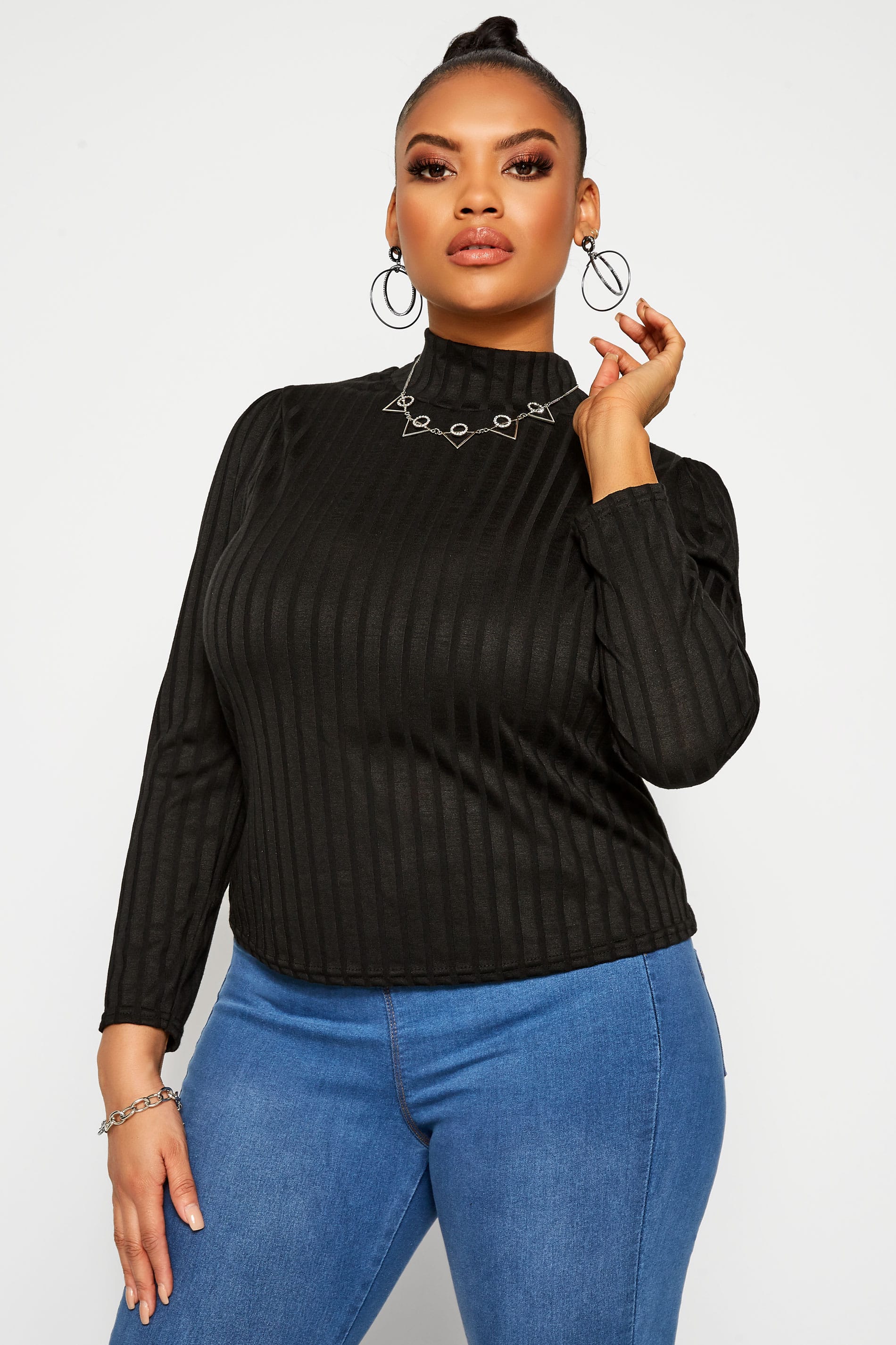 LIMITED COLLECTION Black Ribbed Turtleneck Top | Yours Clothing