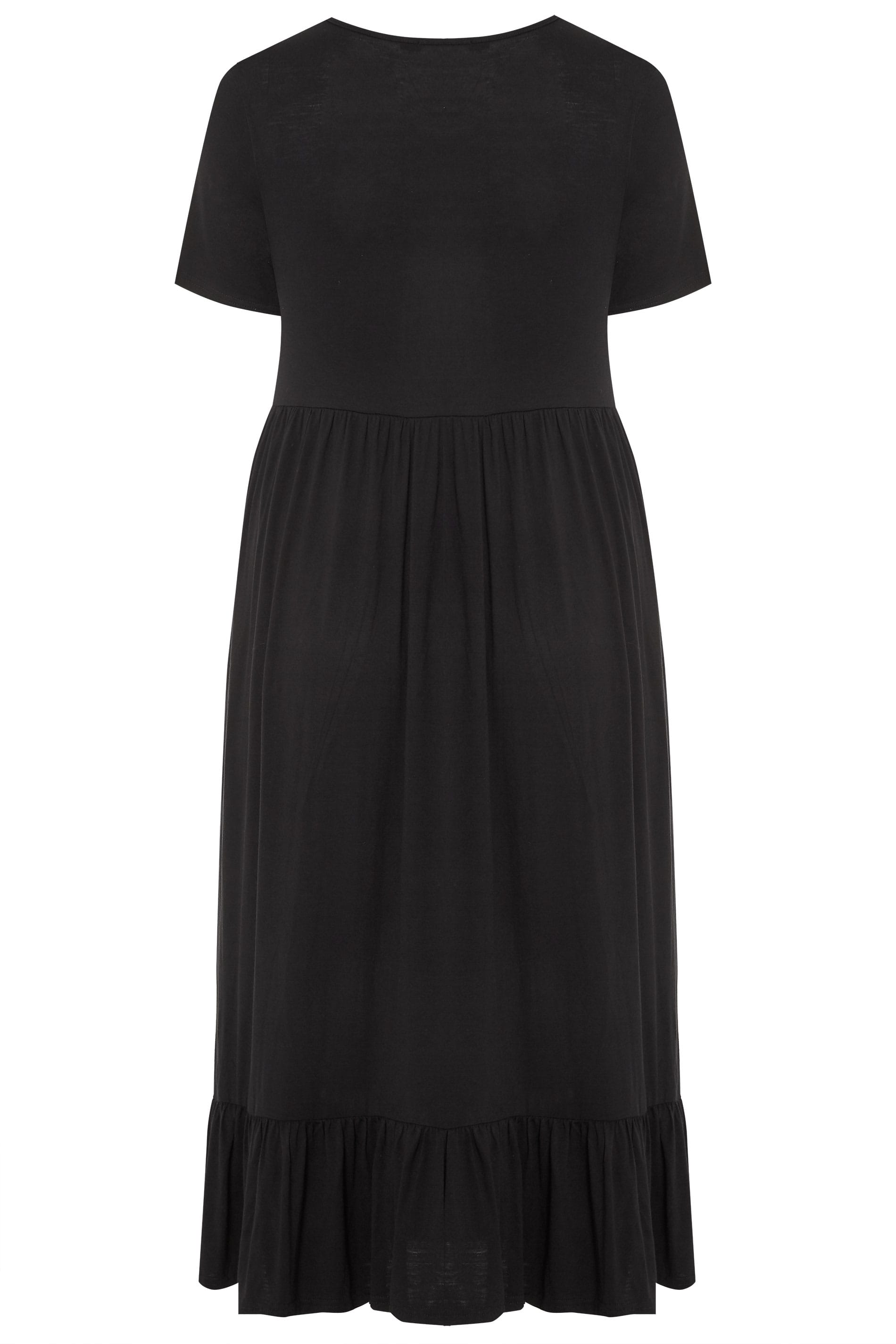 LIMITED COLLECTION Black Tiered Maxi Smock Dress | Yours Clothing