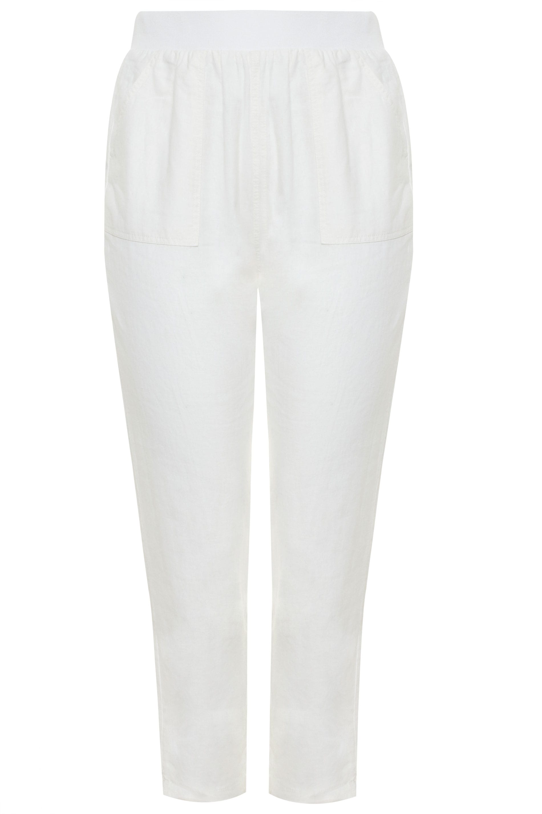 White Linen Tapered Trousers | Yours Clothing