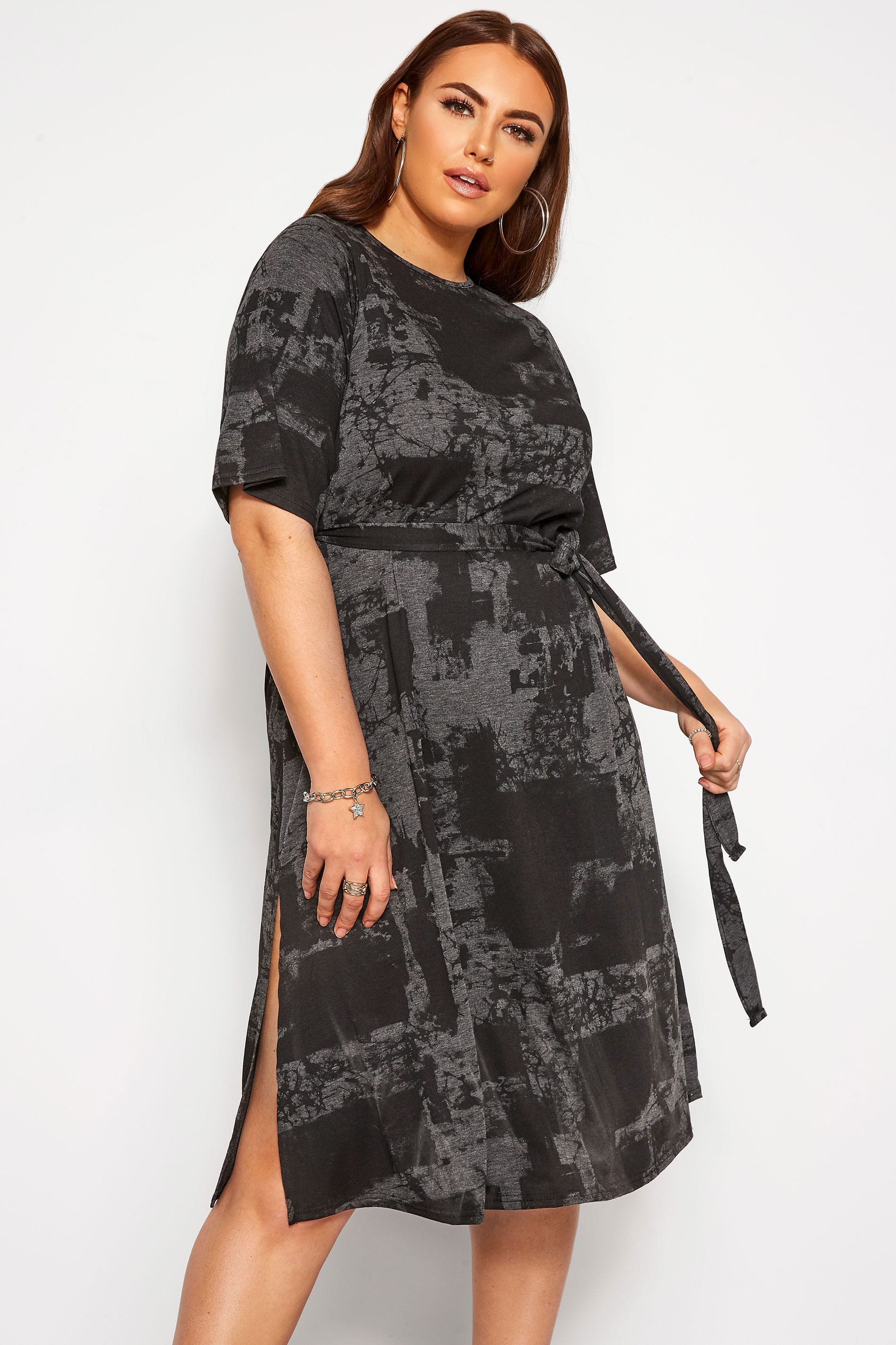 charcoal grey midi dress