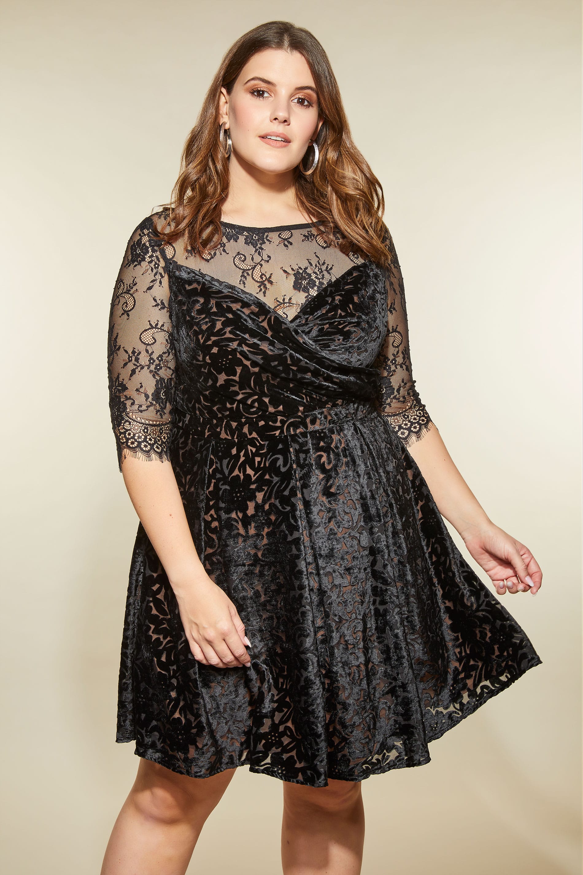 LOVEDROBE Black Burnout Velvet Prom Dress, Plus size 16 to 32