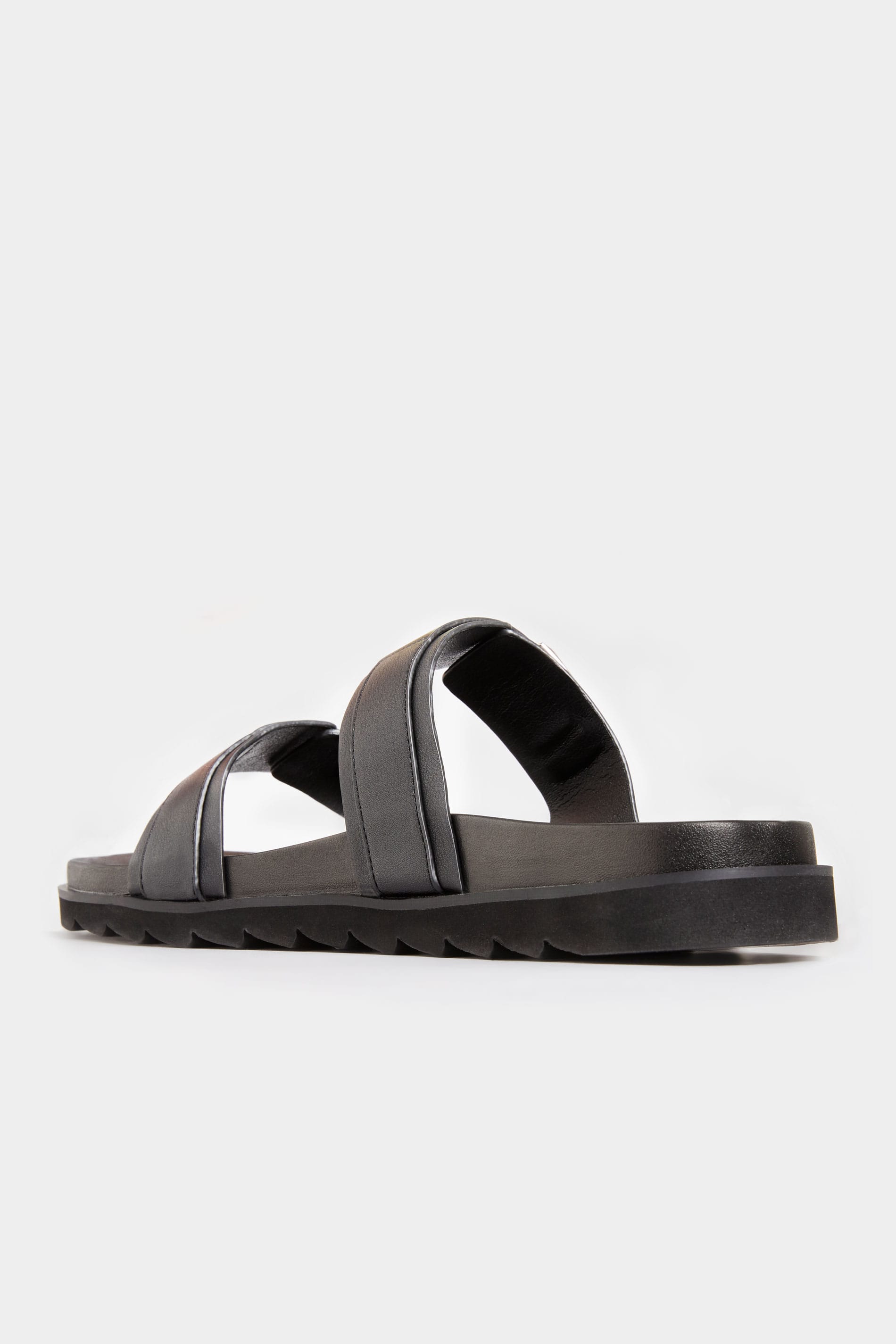 LIMITED COLLECTION Black Buckle Sliders In Extra Wide Fit | Yours Clothing