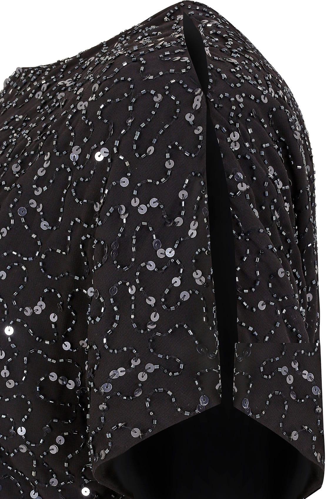 LUXE Black Sequin Cold Shoulder Cape Dress, plus size 16 
