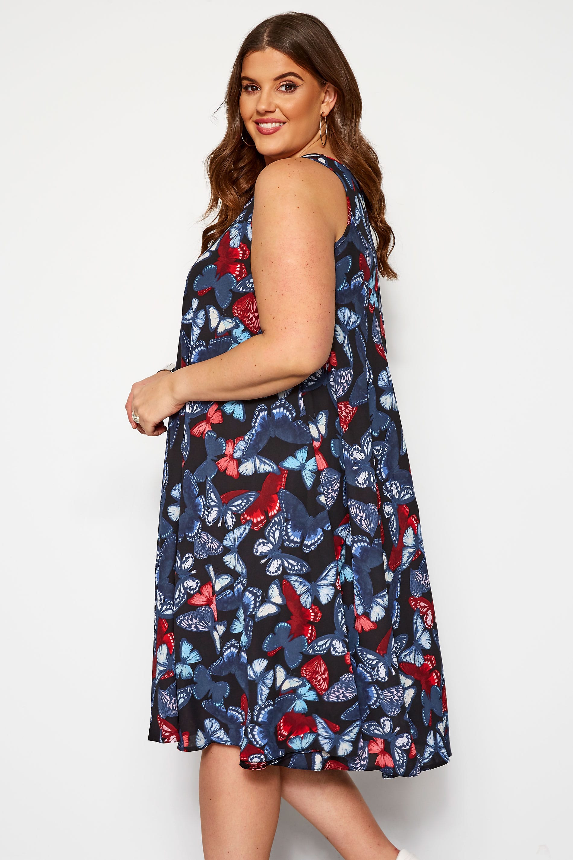 LOVEDROBE Navy Butterfly Swing Dress | Yours Clothing