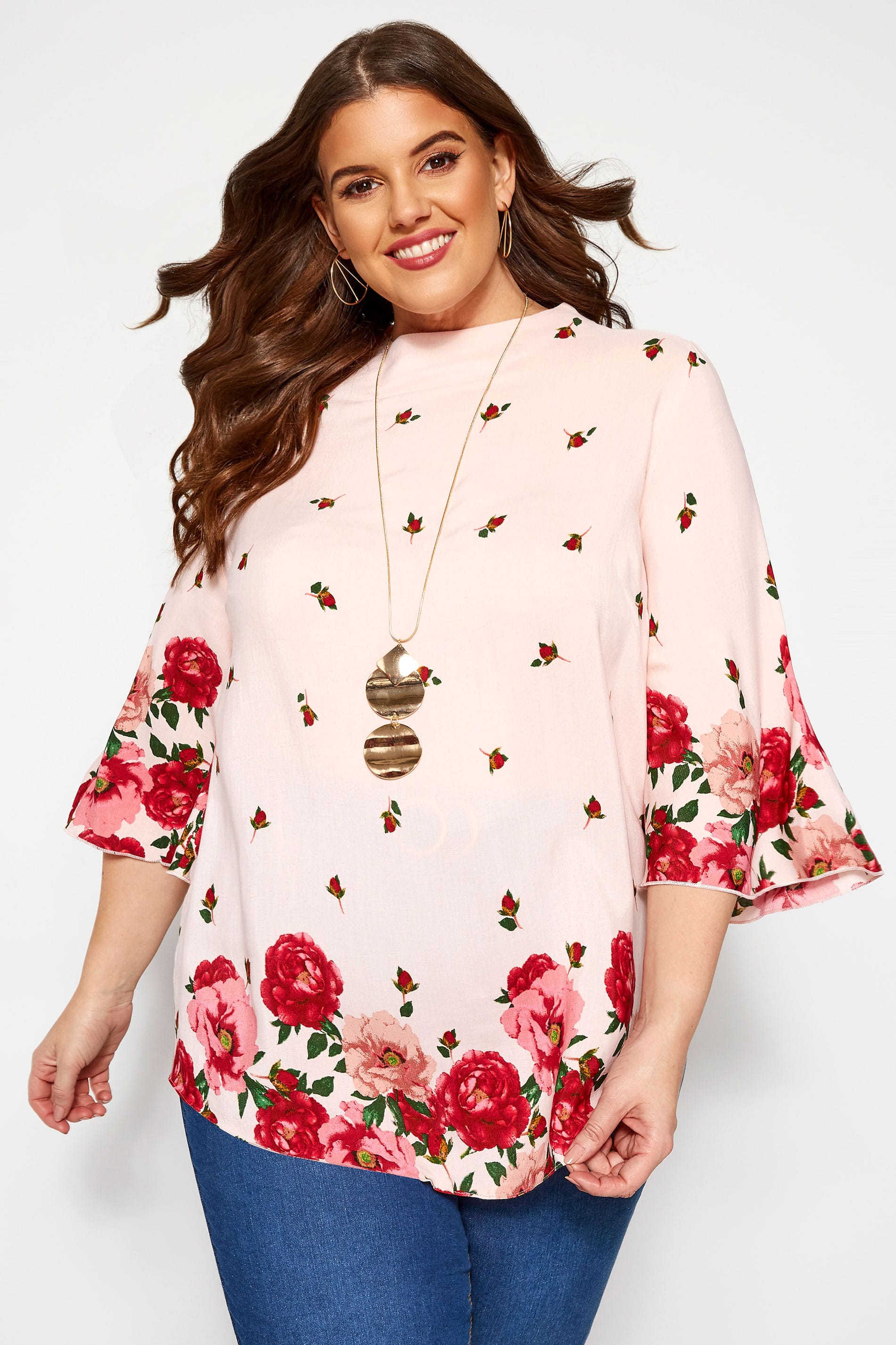 Lovedrobe Pink Floral Rose Blouse Yours Clothing 7876