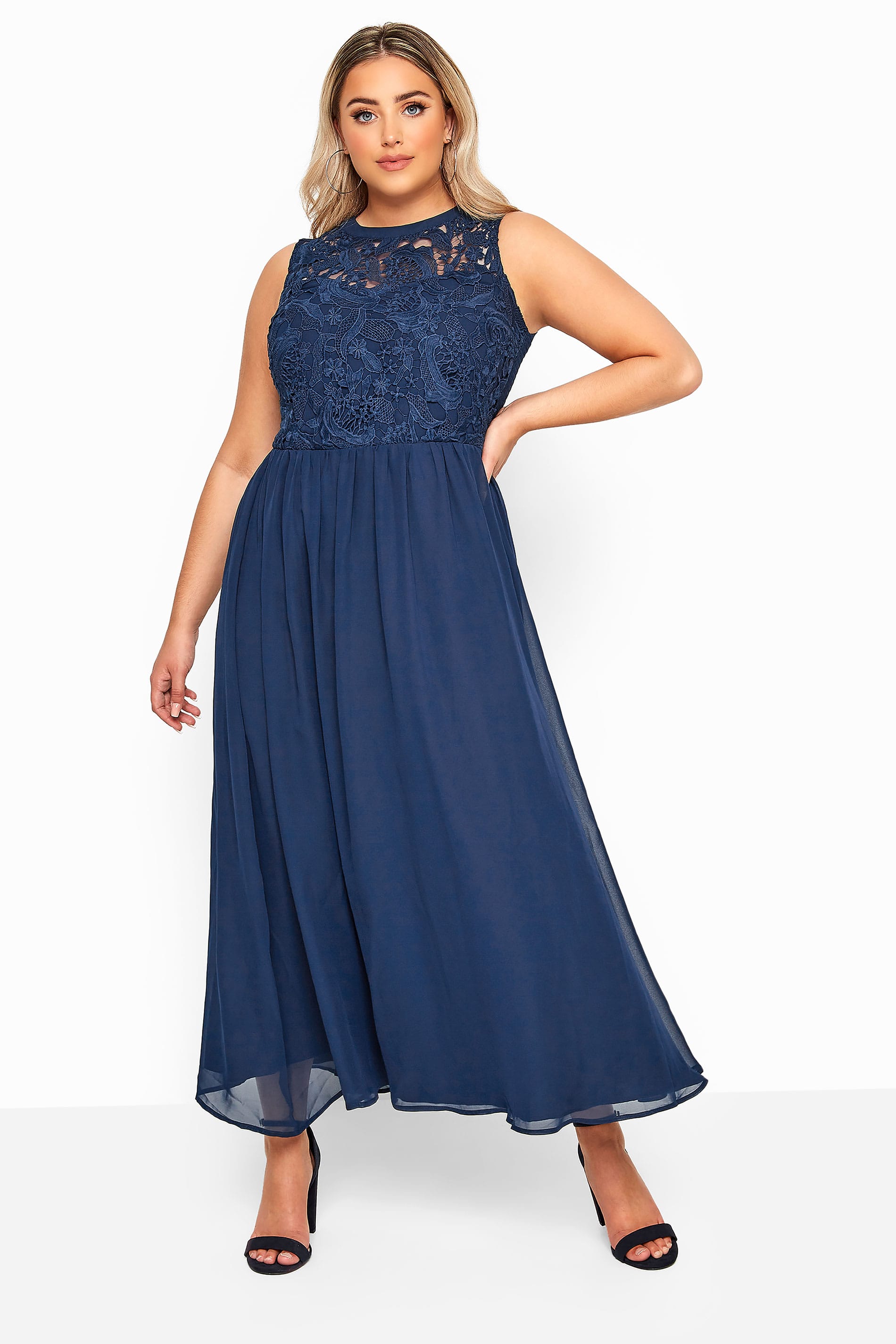 YOURS LONDON Navy Lace Maxi Dress | Yours Clothing