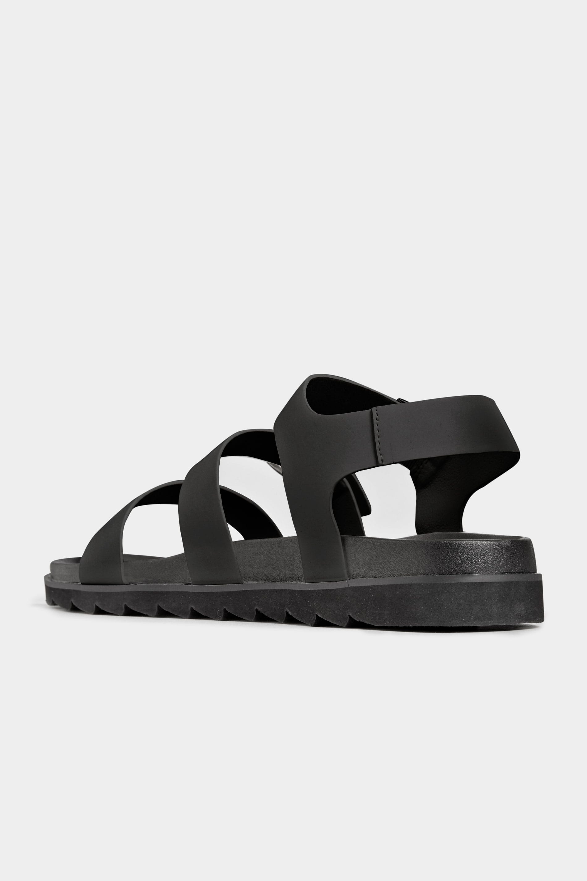 LIMITED COLLECTION Black Footbed Buckle Sandals In Extra Wide Fit ...